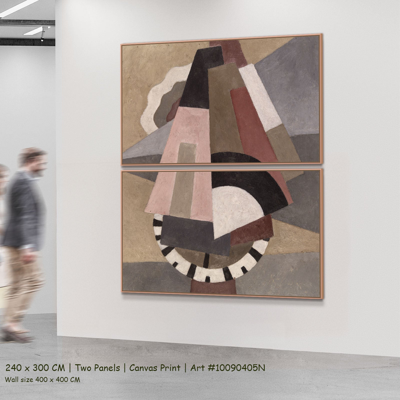 Provincetown by Marsden Hartley as a large two-panel pink and grey Cubist Abstract canvas set