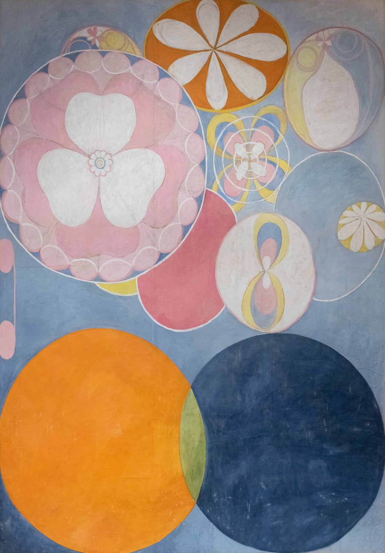 Large light blue and orange Abstract canvas print of The Ten Largest, No. 2, Childhood by Hilma af Klint