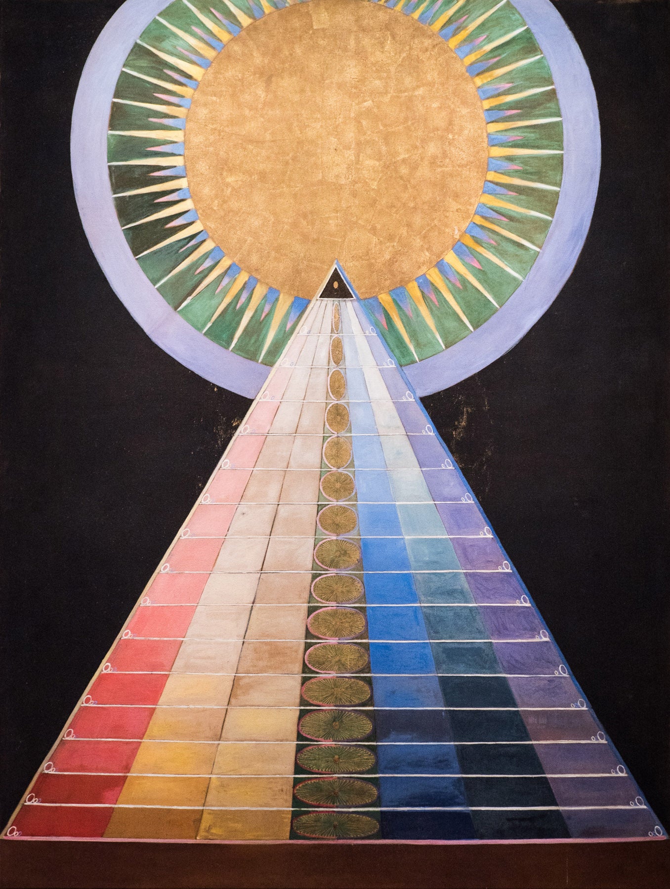 Large gold and red Abstract canvas print of Altarpiece, No. 1, Group X by Hilma af Klint