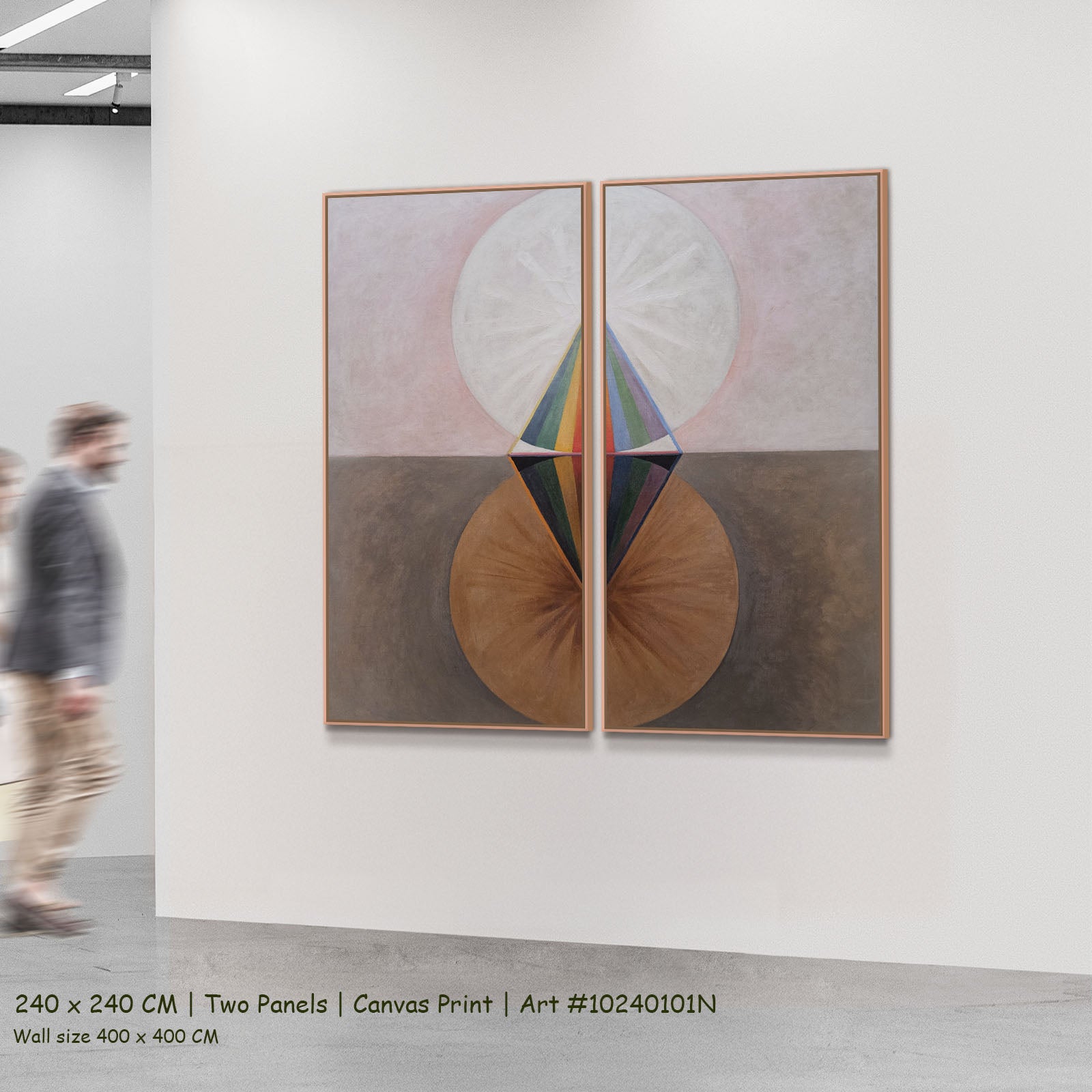 The Swan, No. 12, Group IX by Hilma af Klint as a large two-panel brown and white Geometric Abstract canvas set