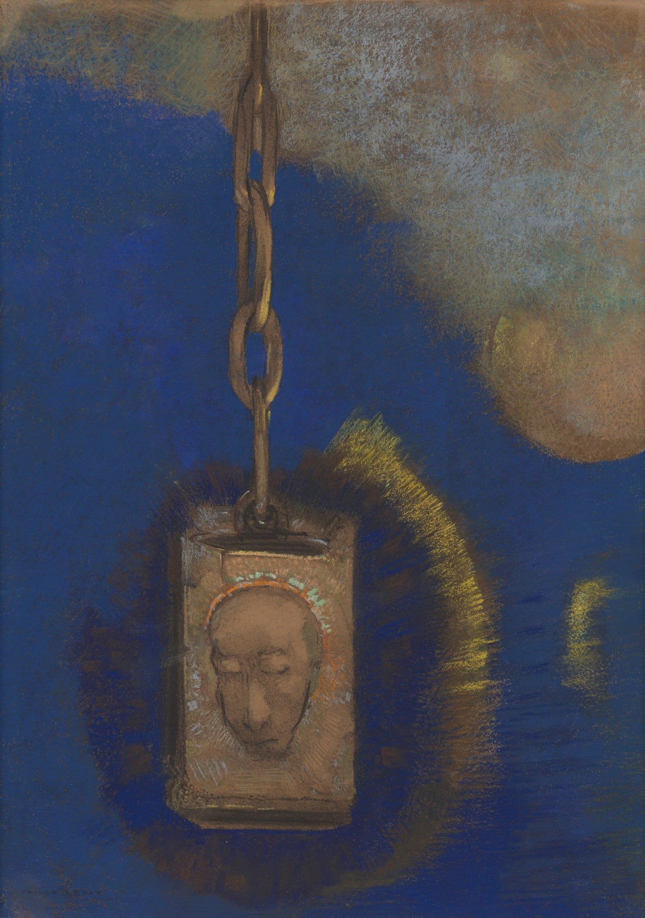 Large blue and brown Symbolist canvas print of The Beacon by Odilon Redon