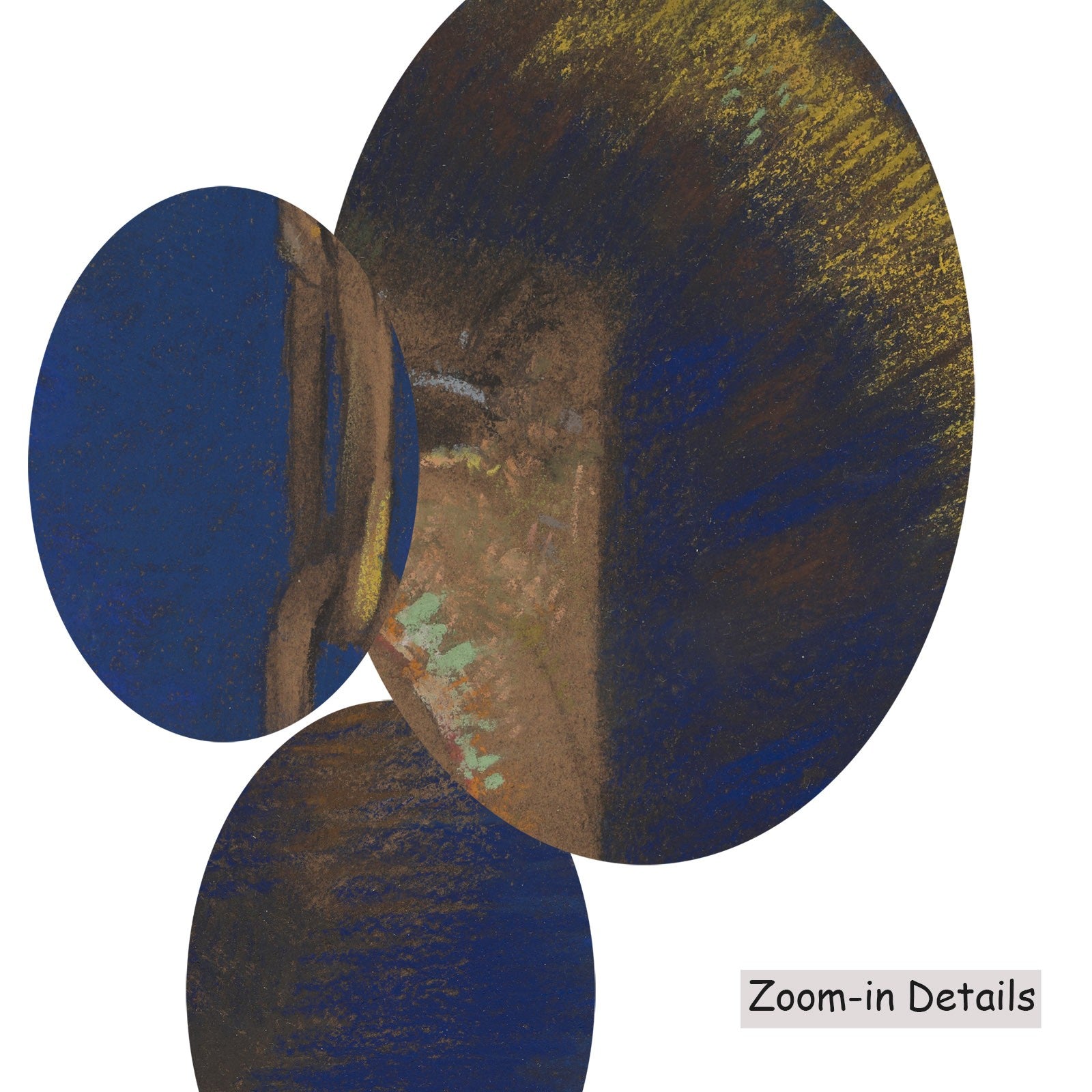 Close-up detail of the brushwork on The Beacon, a large blue and brown Symbolist canvas by Odilon Redon