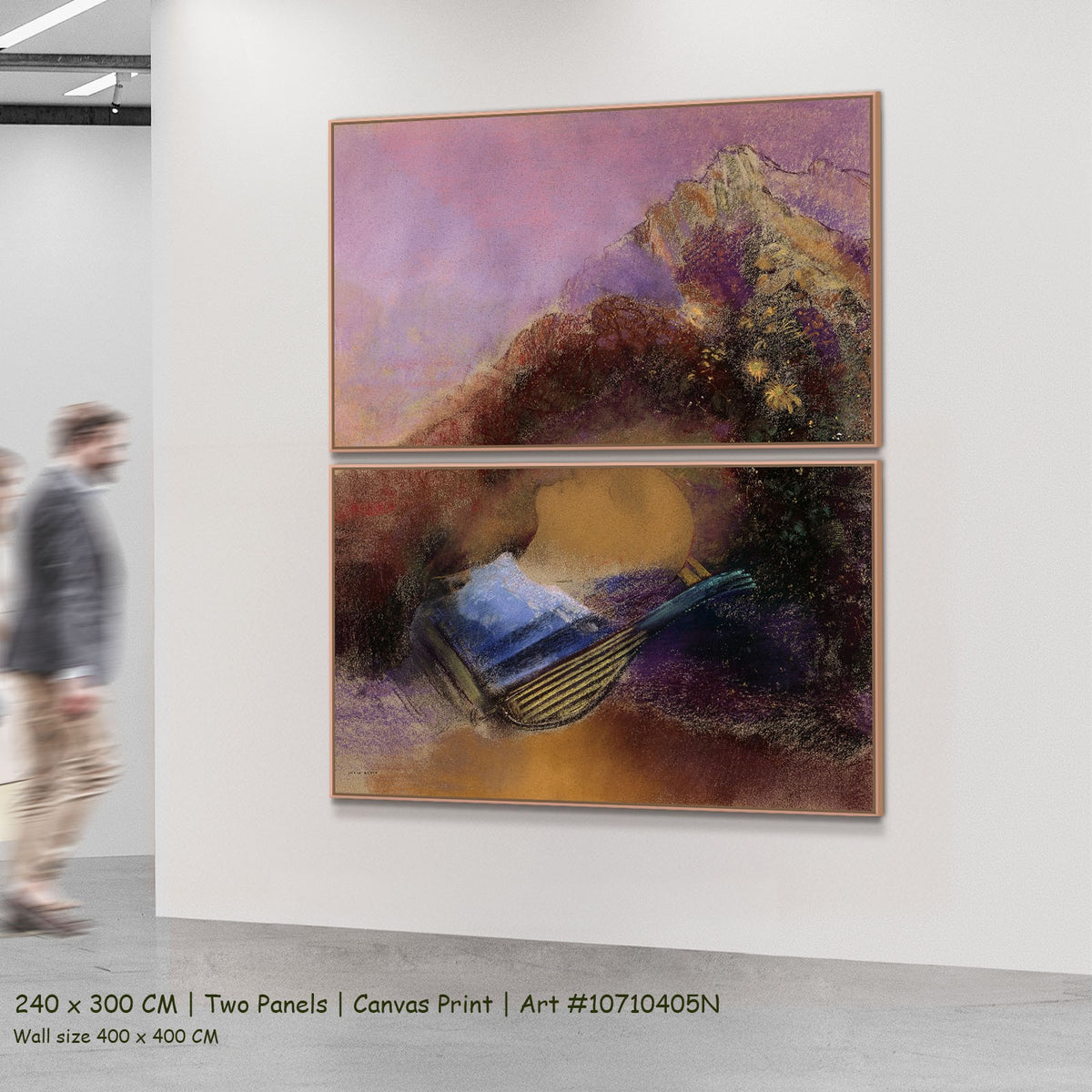 Orpheus by Odilon Redon as a large two-panel purple and brown Symbolist canvas set