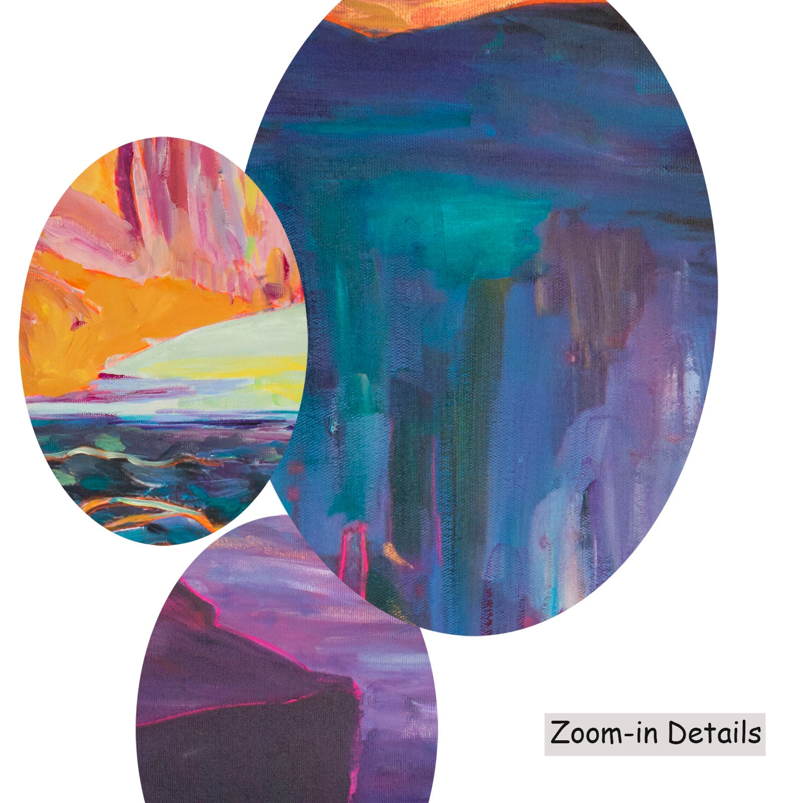Between Two Worlds canvas — close-up of brushwork texture and surface