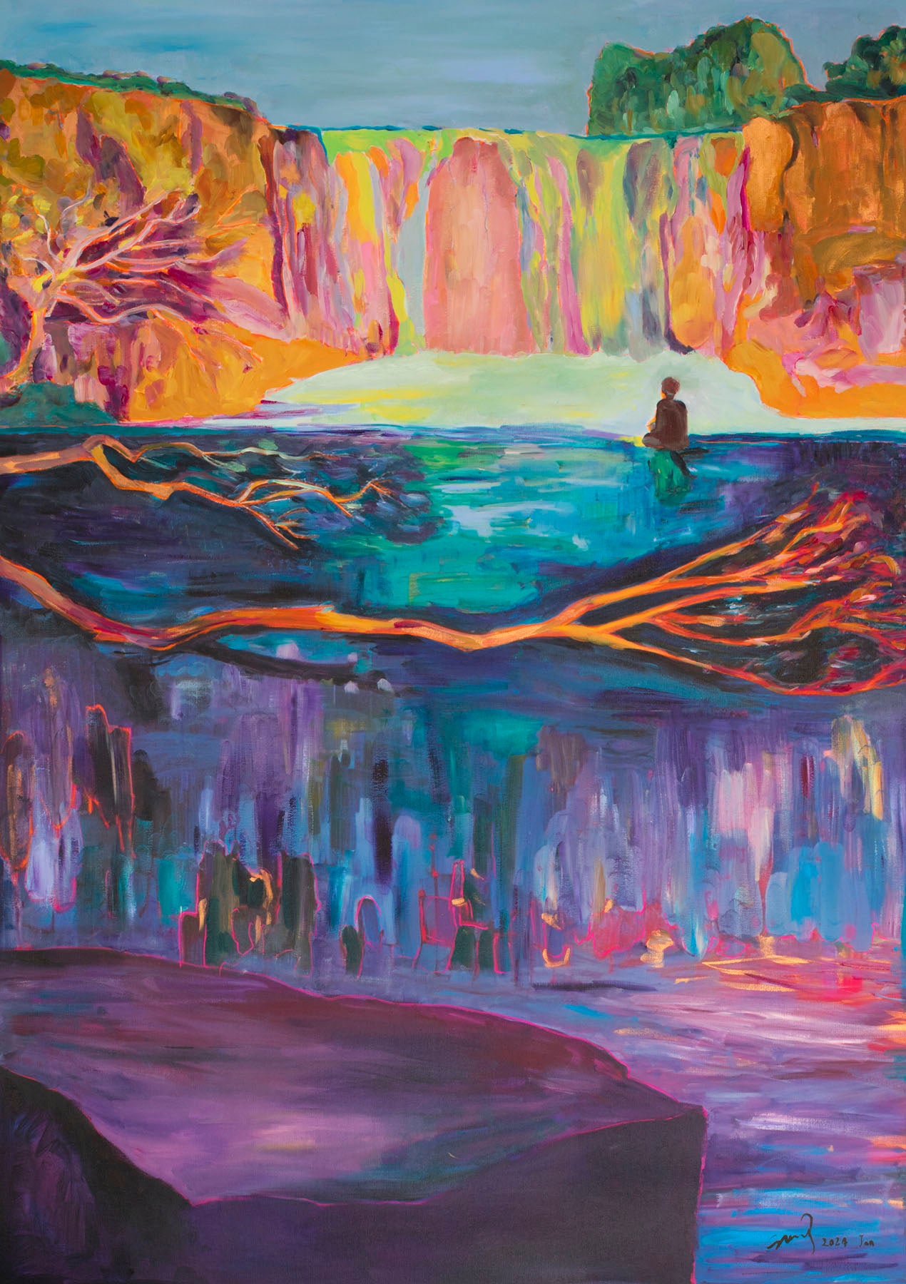 Between Two Worlds — Large Scale Contemporary canvas wall art by Summer Jiang