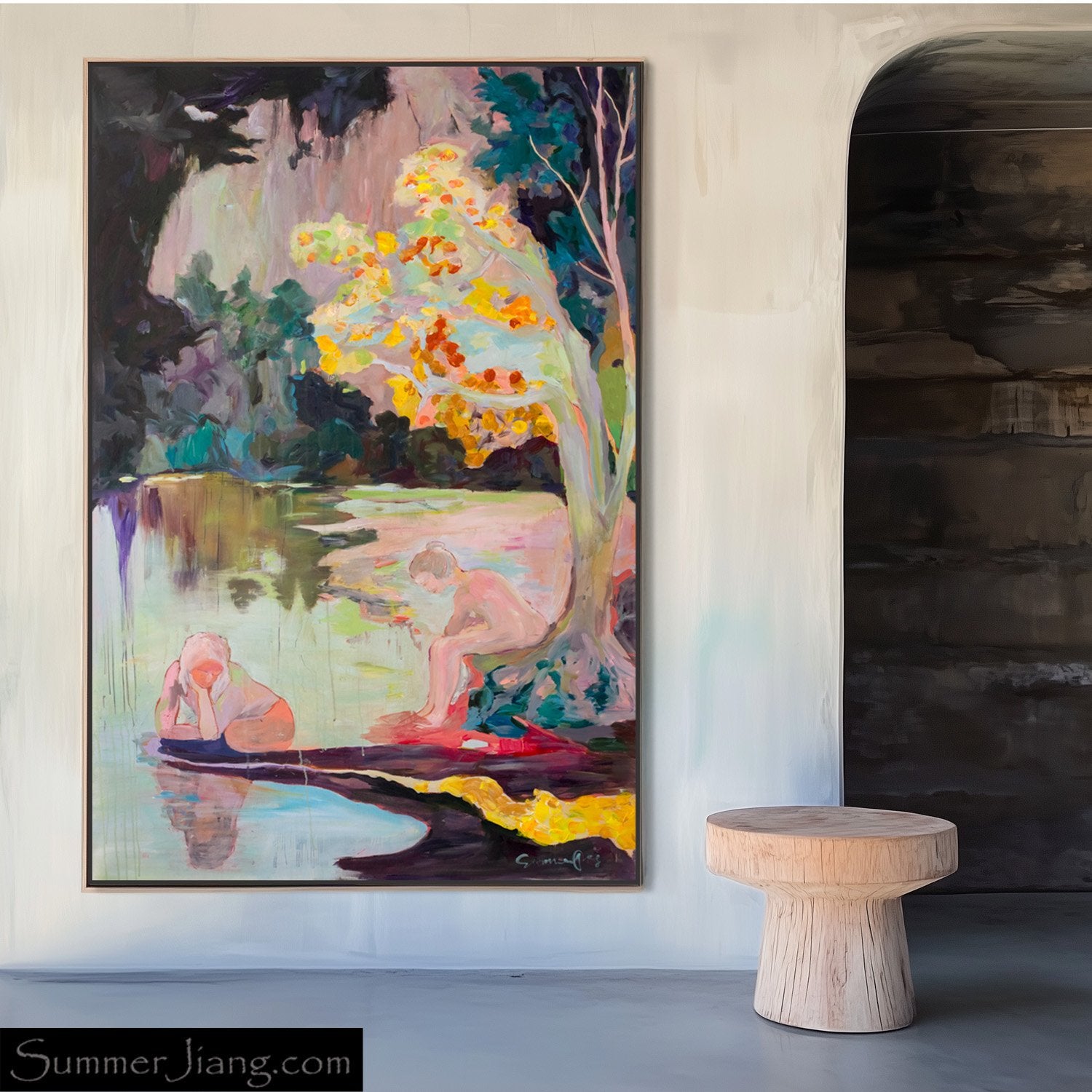 Soundless Large Abstract canvas wall art styled in a room setting by Summer Jiang
