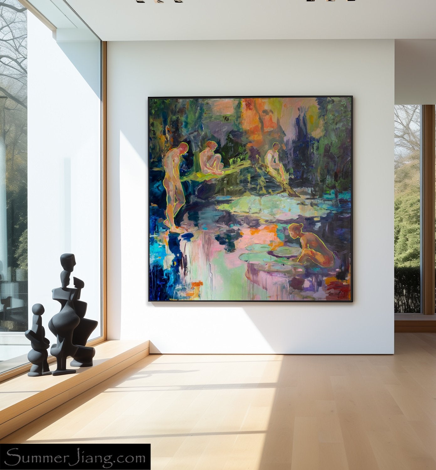We Exist Extra Large Modern canvas wall art framed and hung on a wall by Summer Jiang