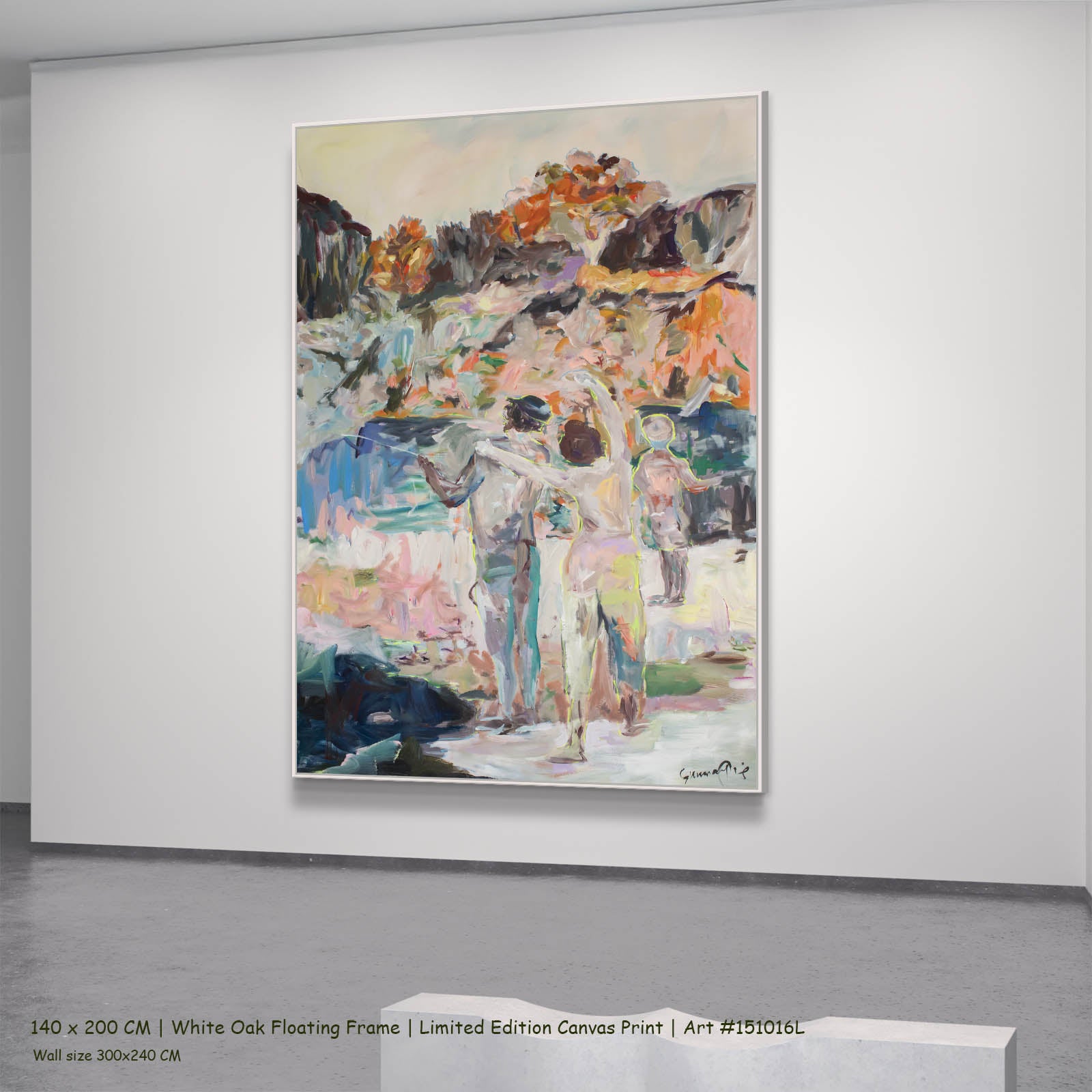 The Life I Planned Modern canvas wall art in a white oak floating frame, 140 × 200 cm