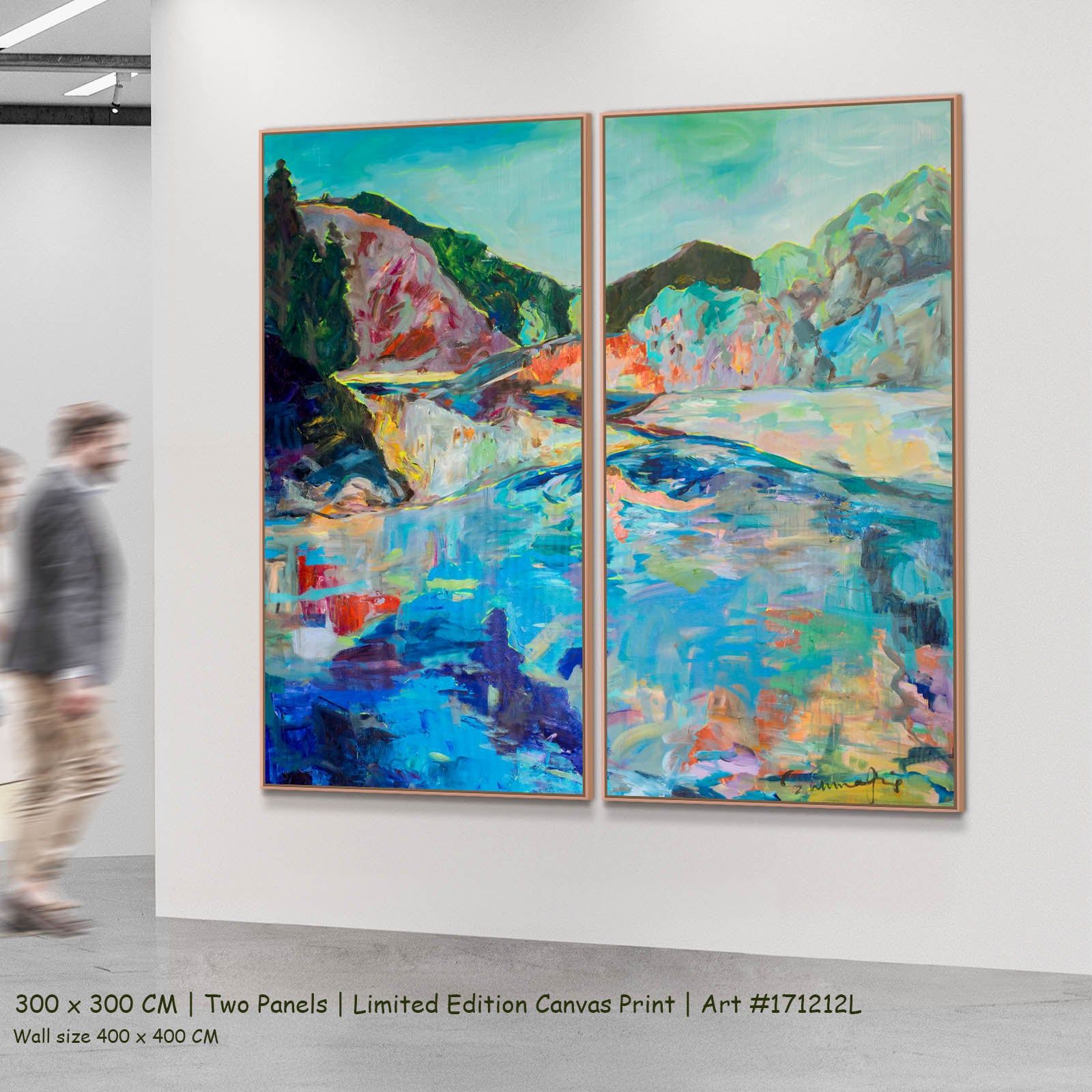 River Washes Me Abstract two-panel canvas wall art set, 300 × 300 cm