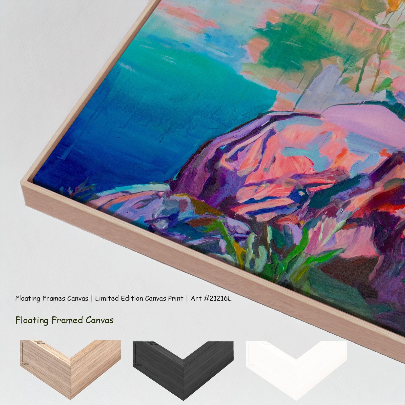 Undecorated Large canvas wall art with floating frame options
