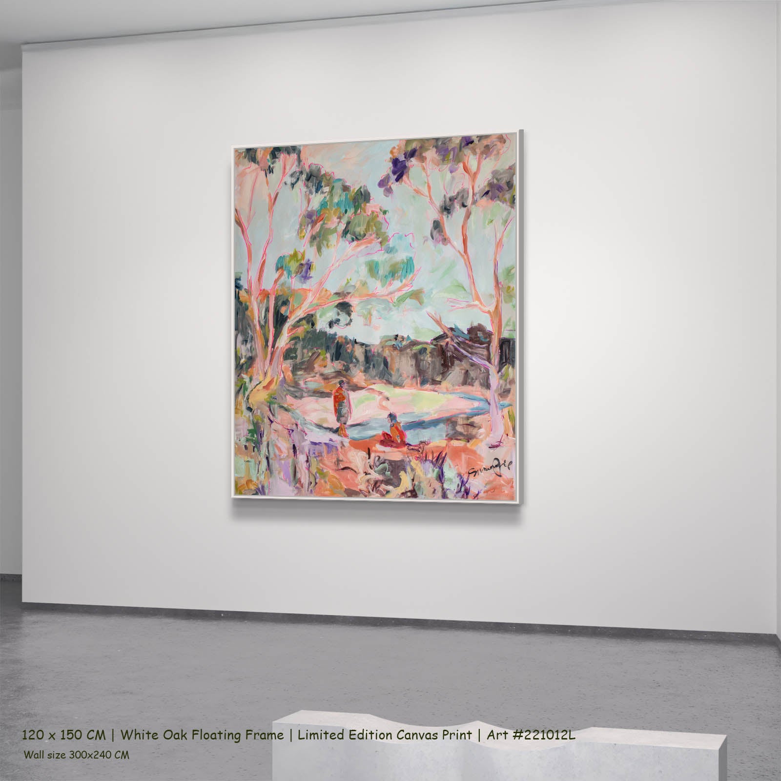 No Words Modern canvas wall art in a white oak floating frame, 120 × 150 cm