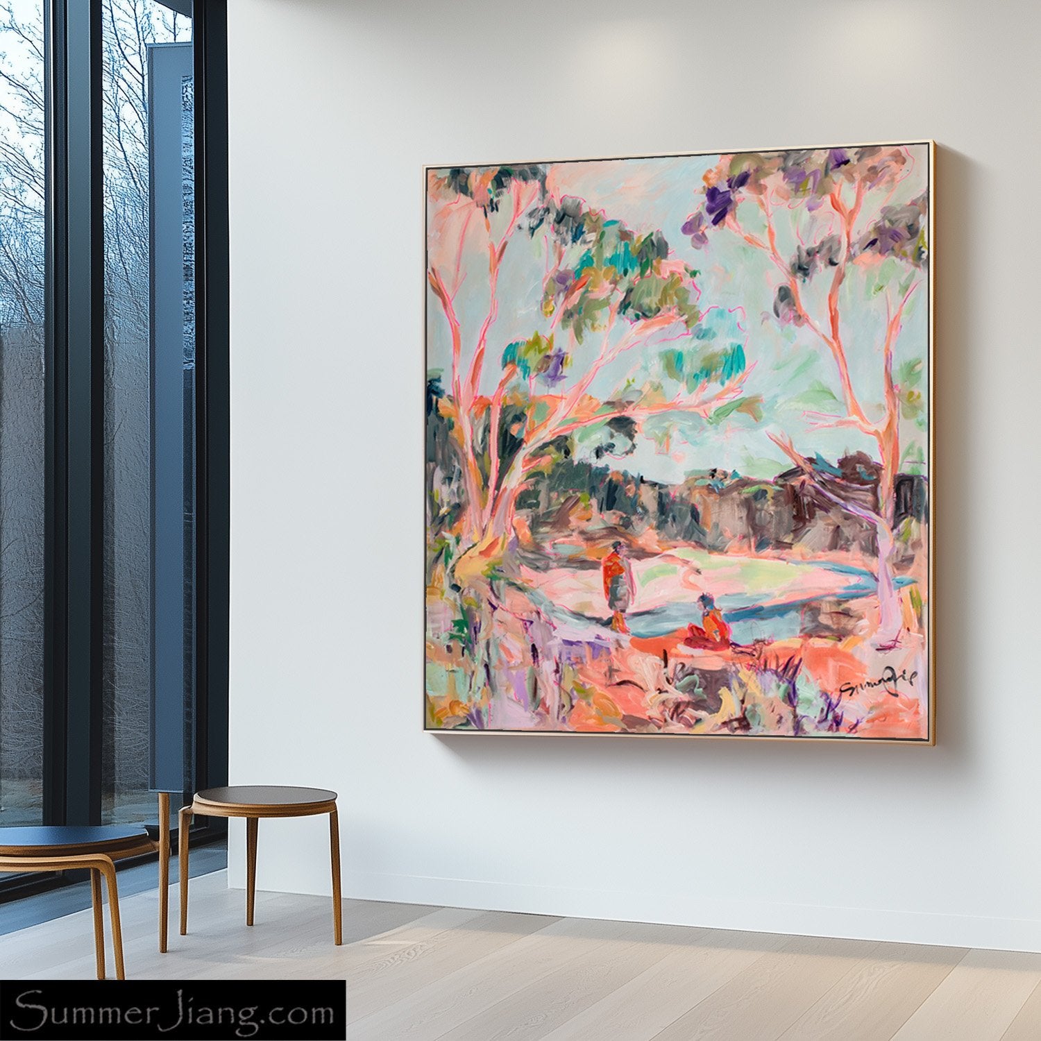No Words Large Modern canvas wall art styled in a room setting by Summer Jiang