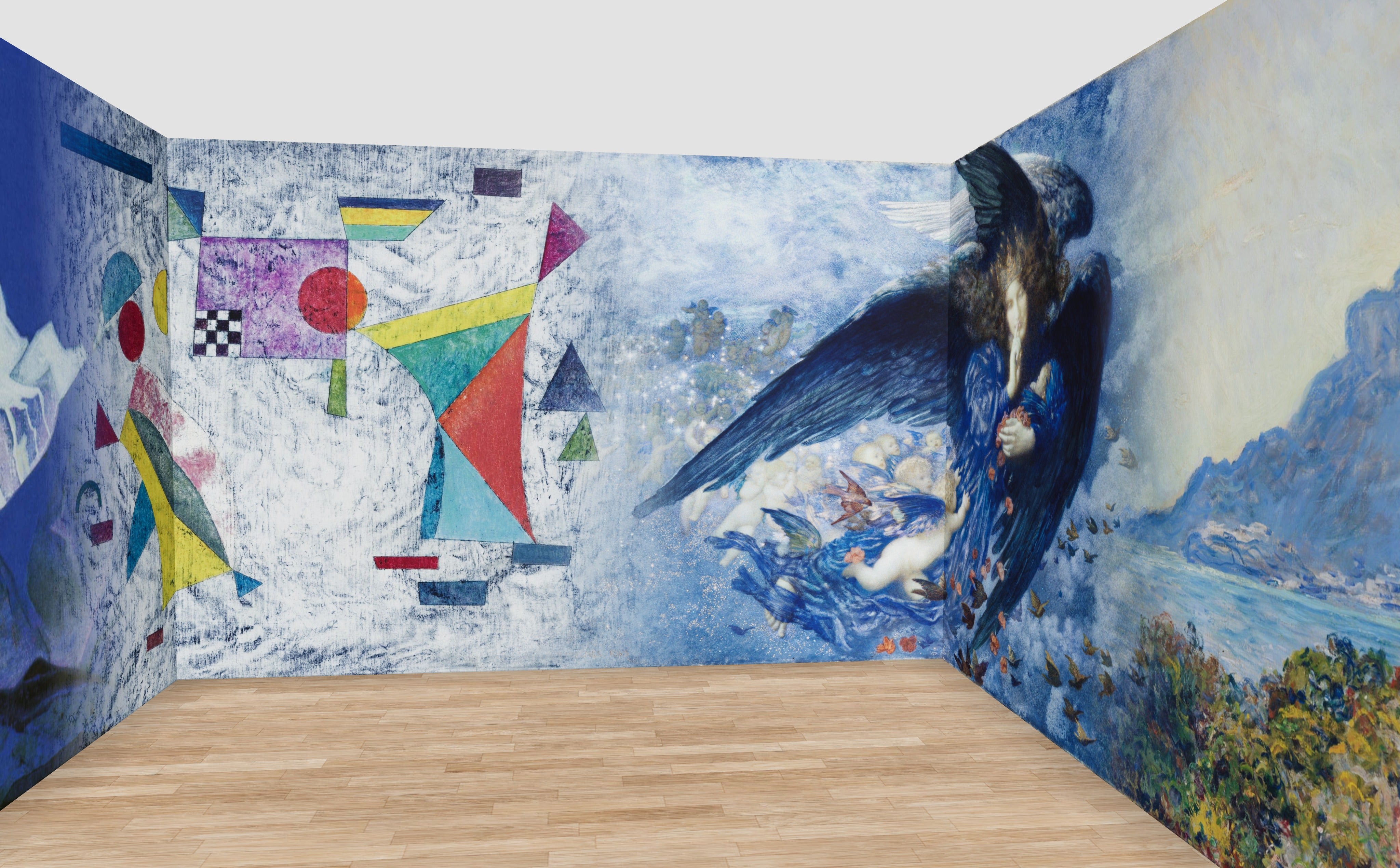 Coastal Calm Wall Mural — shown in a 12 m room at 270 cm ceiling