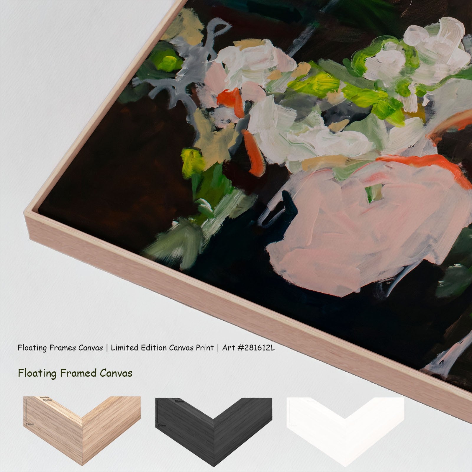 Rooted Presence Large Scale canvas wall art with floating frame options