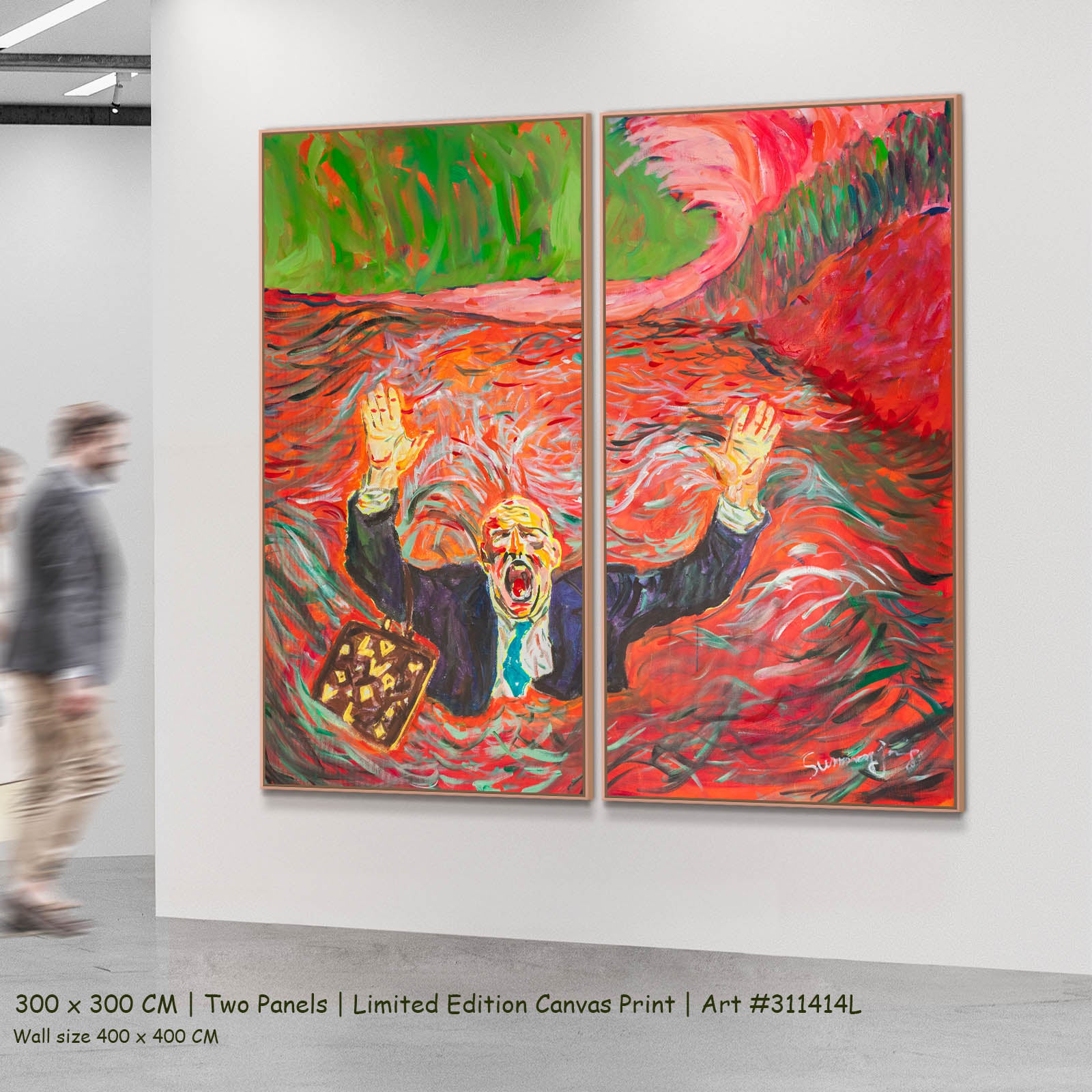 Drowning Dishonesty Contemporary two-panel canvas wall art set, 300 × 300 cm