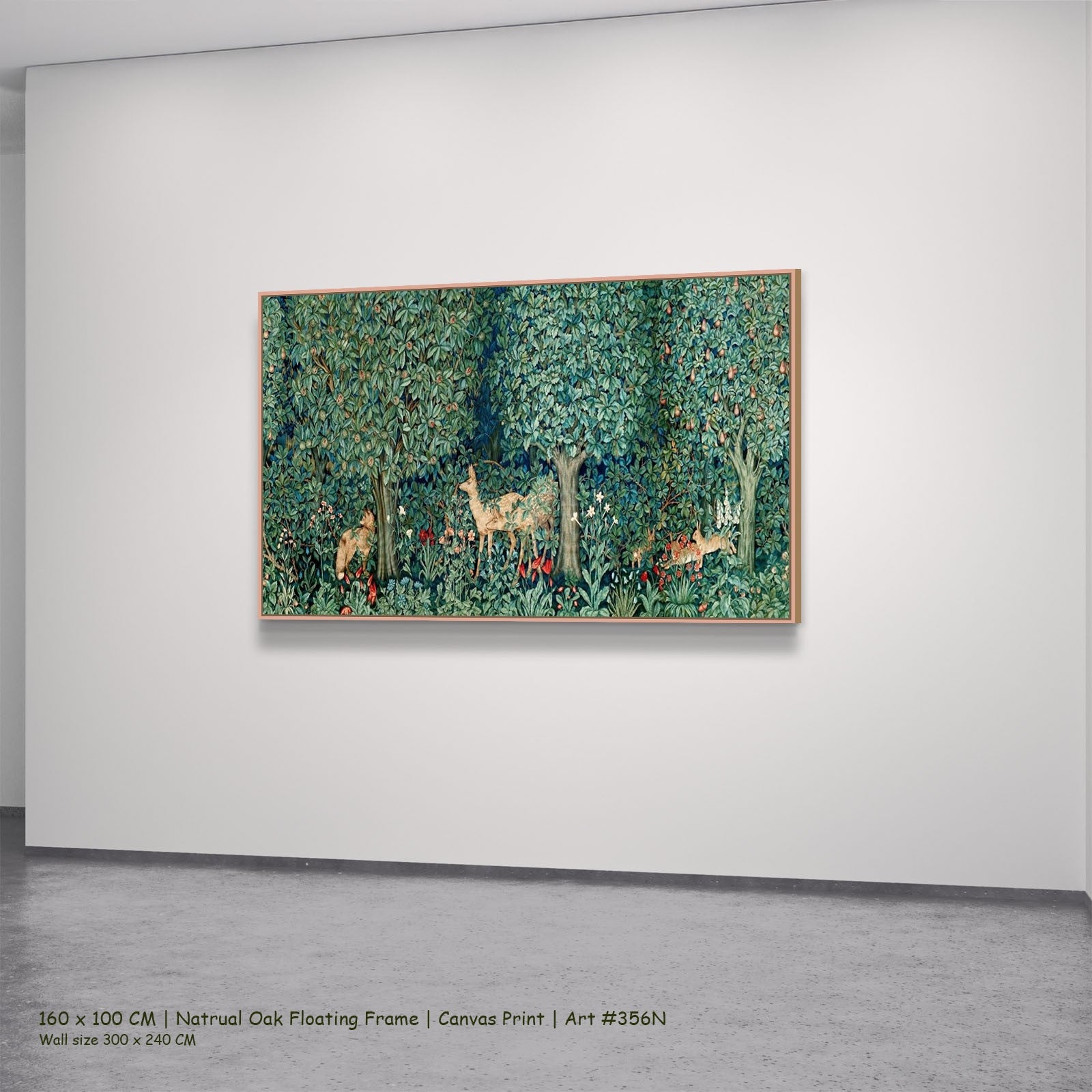 Fresh Forest — natural oak, large green forest canvas print