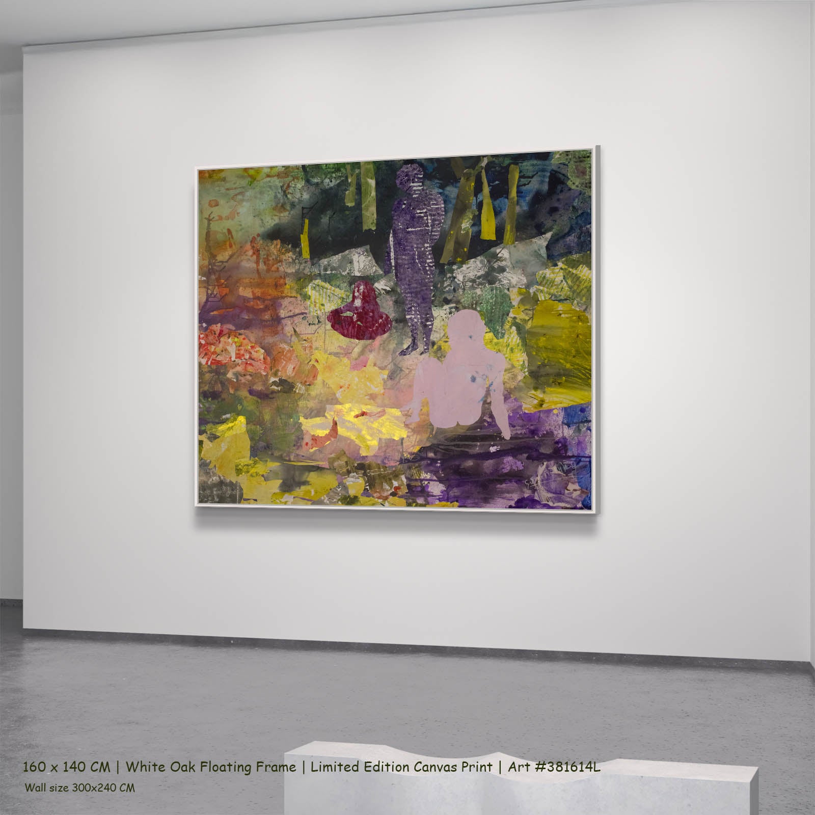 As We Are Abstract canvas wall art in a white oak floating frame, 160 × 140 cm
