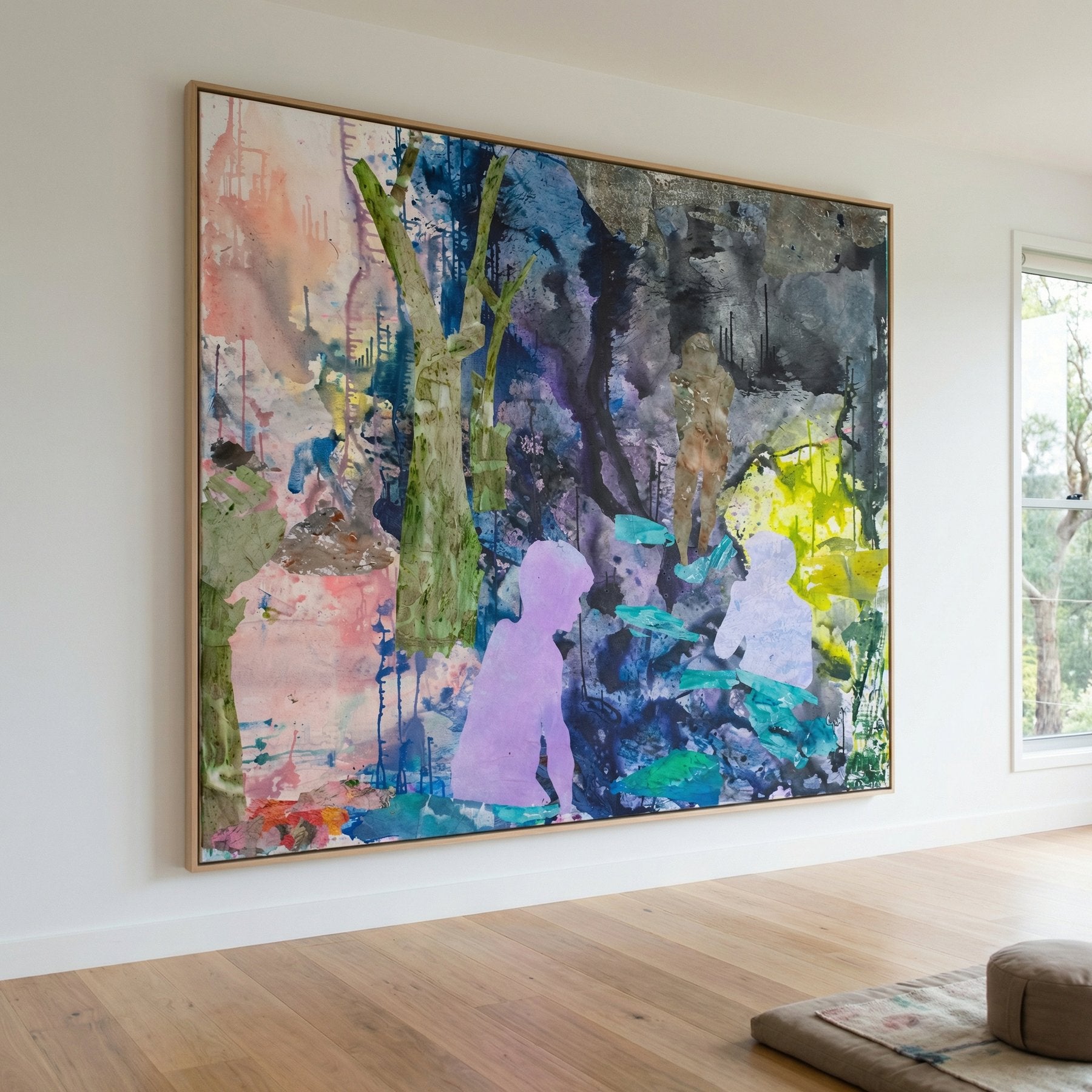 The Search Contemporary canvas wall art framed and hung on a wall, 160 × 140 cm, by Summer Jiang