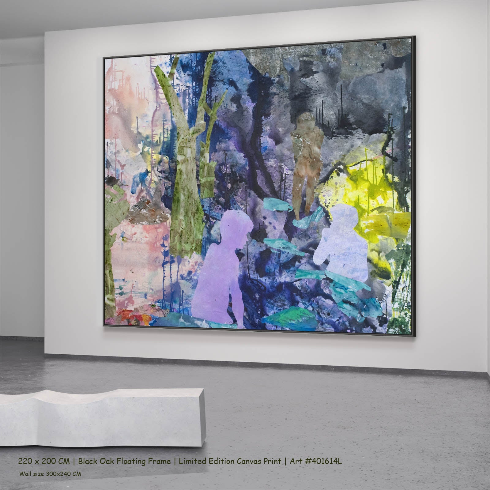 The Search Contemporary canvas wall art in a black oak floating frame, 220 × 200 cm