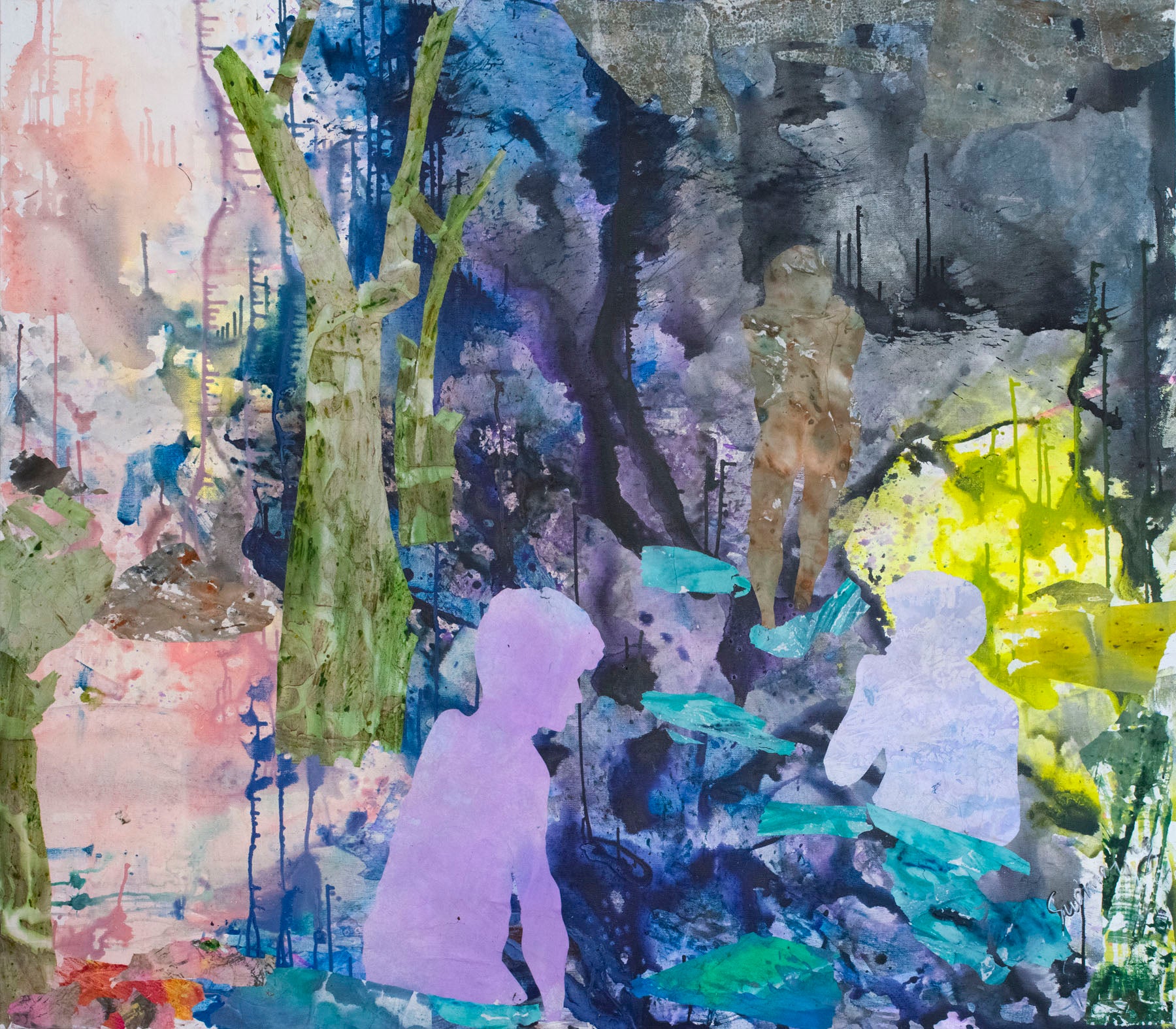 The Search — blue purple pink Oversized Contemporary canvas wall art by Summer Jiang