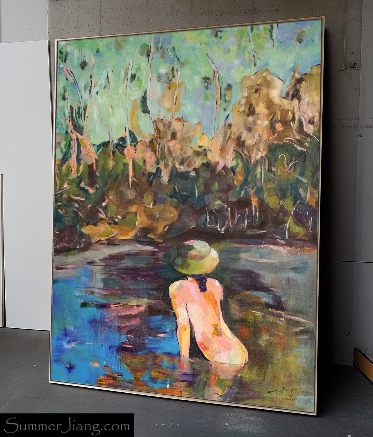 Missed Extra Large Abstract canvas wall art styled in a room setting by Summer Jiang