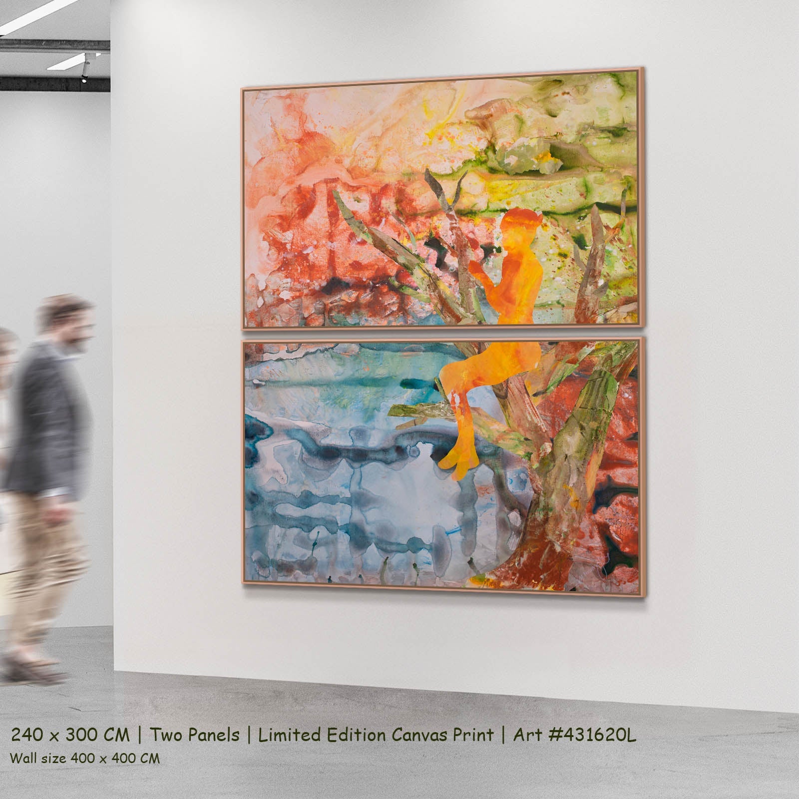 Golden Canopy Modern two-panel canvas wall art set, 240 × 300 cm