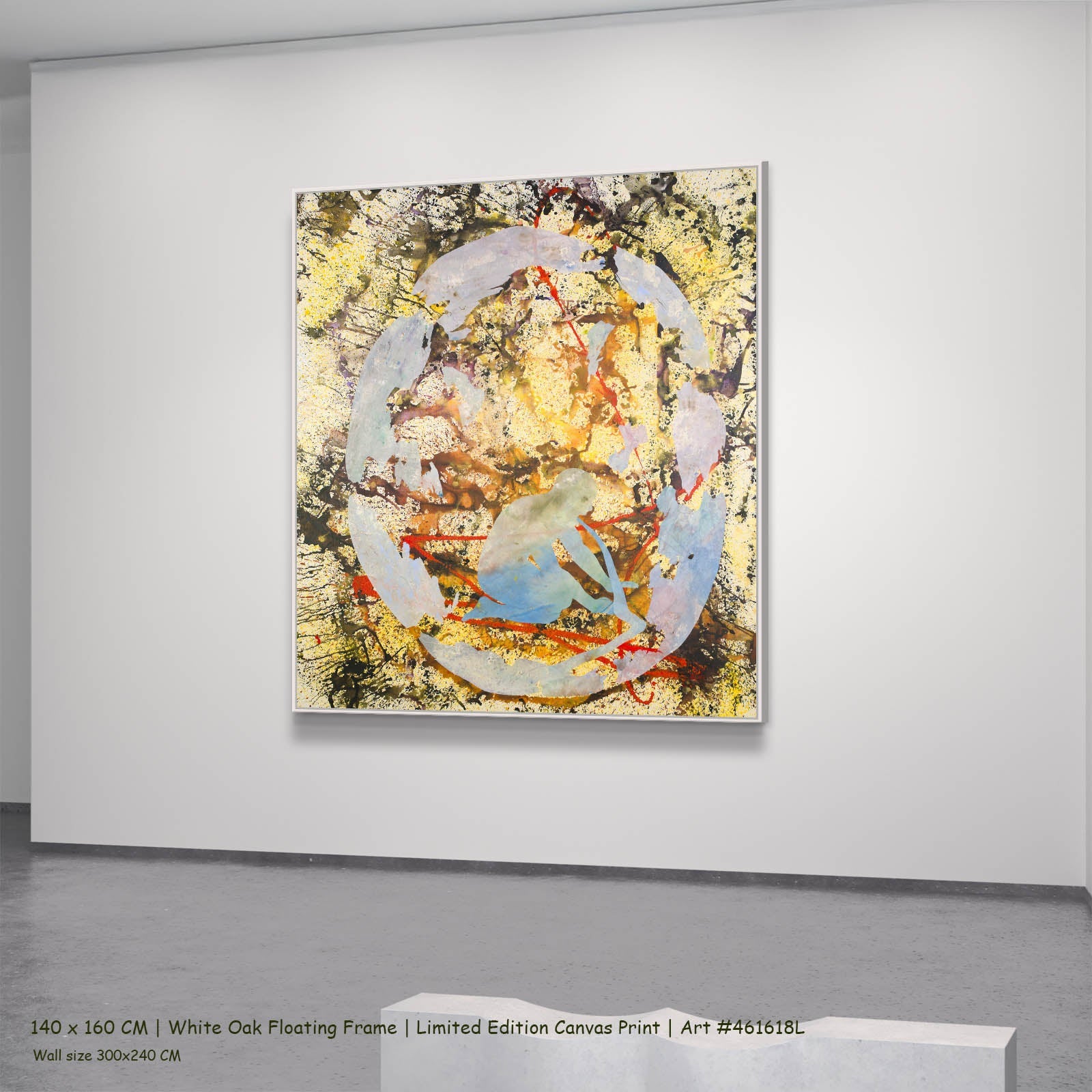 Surrender Abstract canvas wall art in a white oak floating frame, 140 × 160 cm