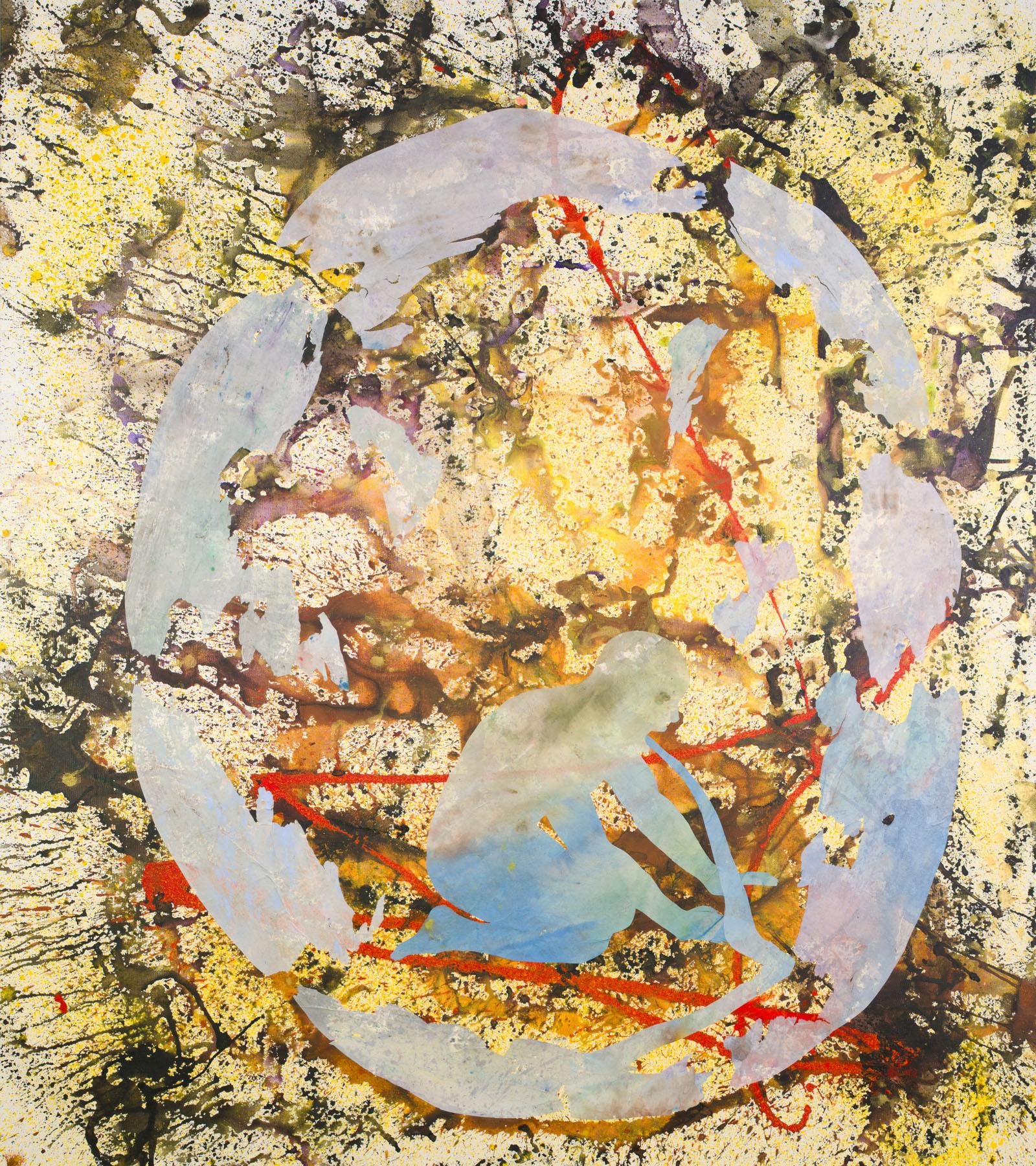 Surrender — yellow blue red Extra Large Abstract canvas wall art by Summer Jiang