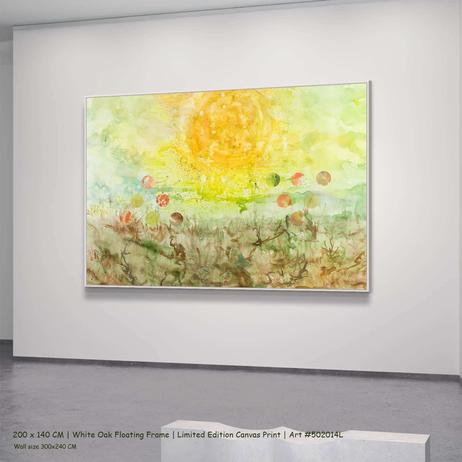 Cycle Without Resistance Contemporary canvas wall art in a white oak floating frame, 200 × 140 cm