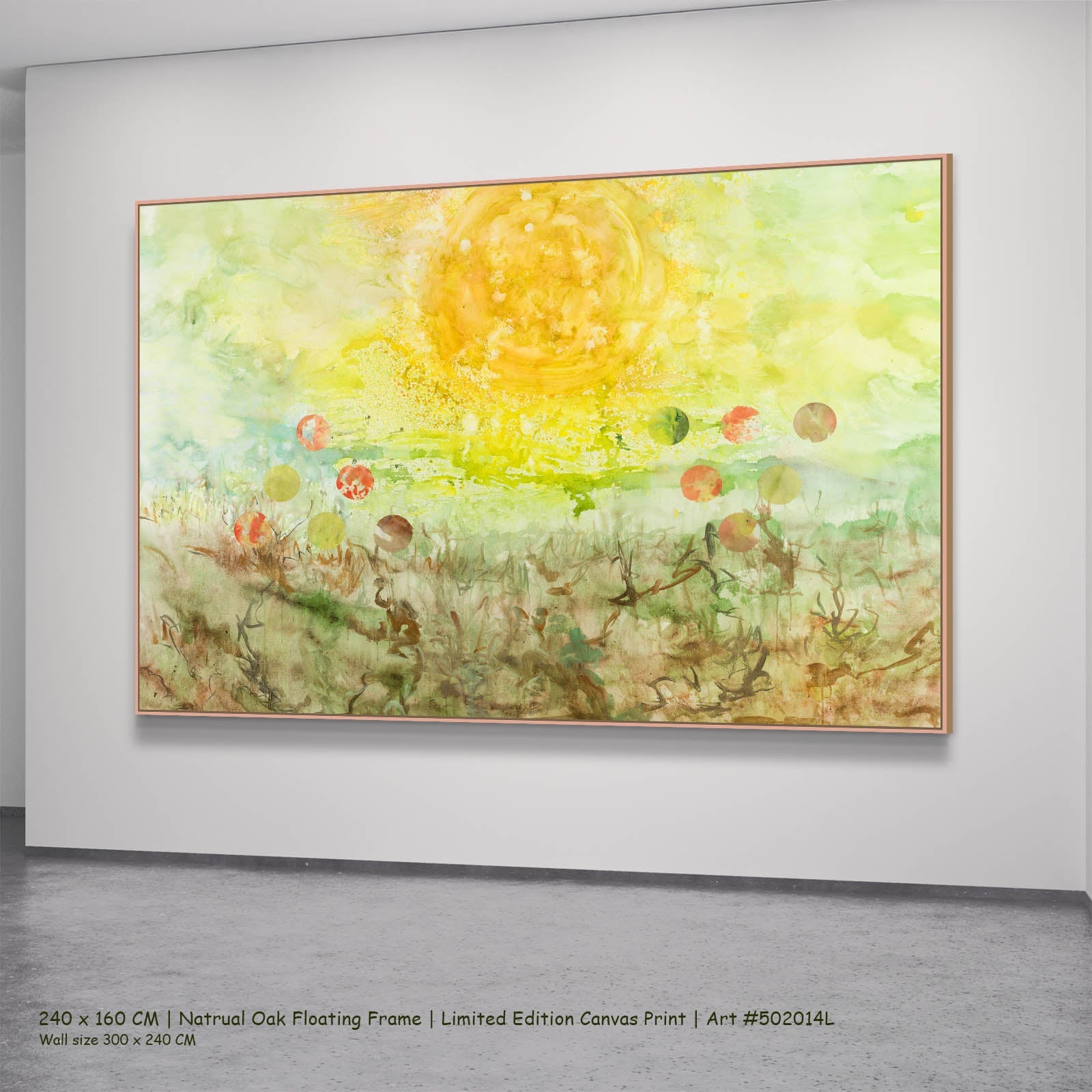 Cycle Without Resistance Contemporary canvas wall art in a natural oak floating frame, 240 × 160 cm