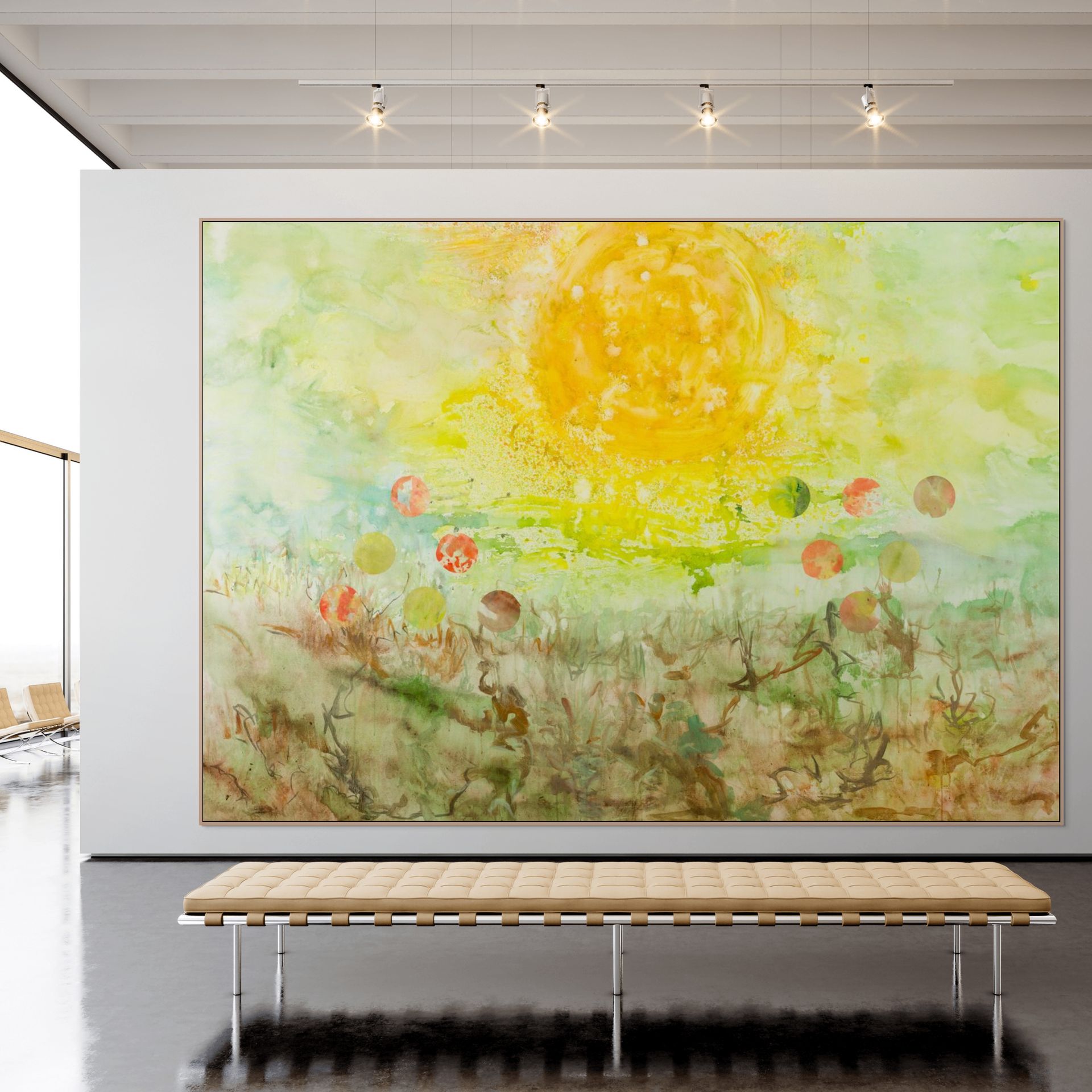 Cycle Without Resistance Large Scale Contemporary Landscape canvas wall art framed and hung on a wall by Summer Jiang