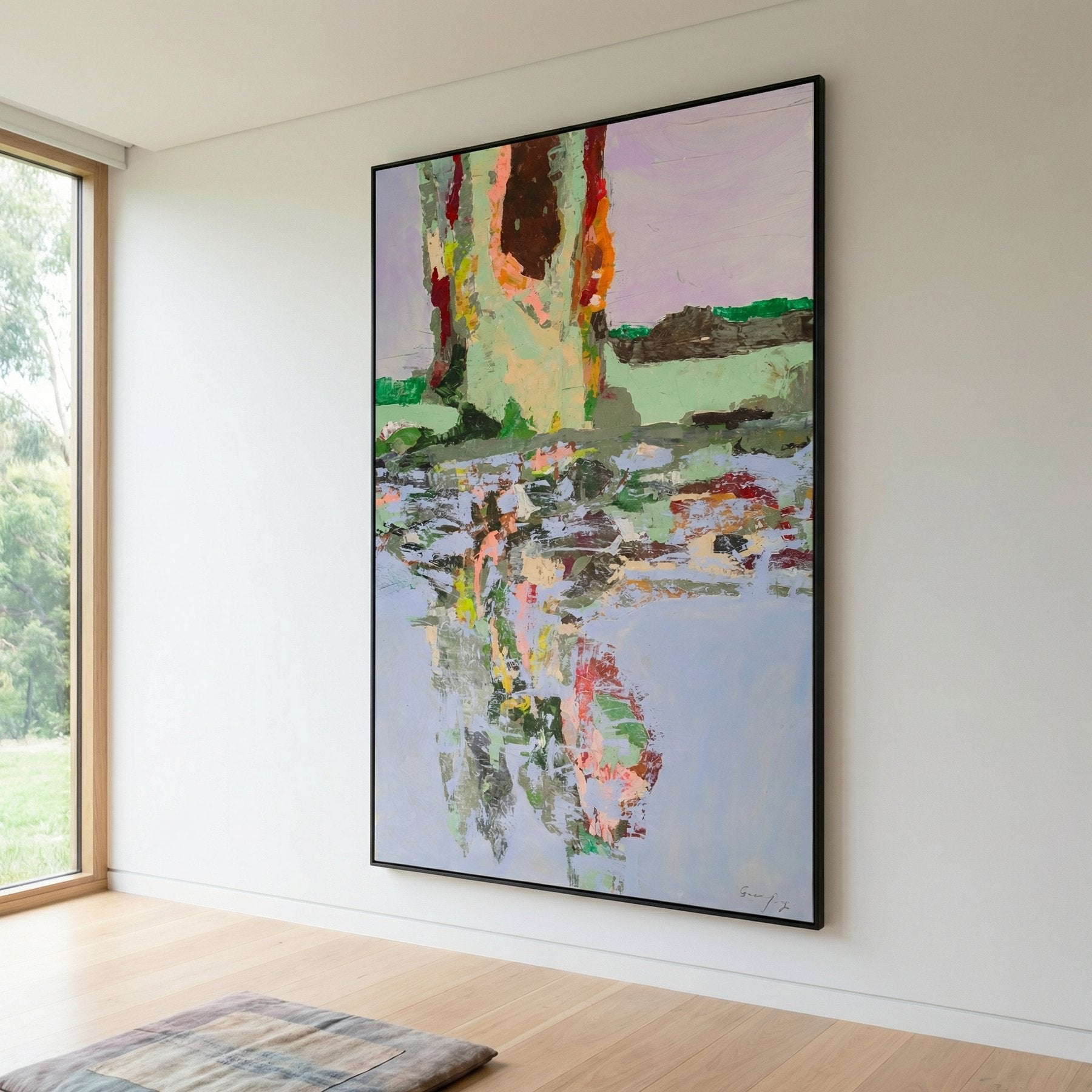 Forgotten Abstract Landscape canvas wall art framed and hung on a wall, 120 × 200 cm, by Summer Jiang