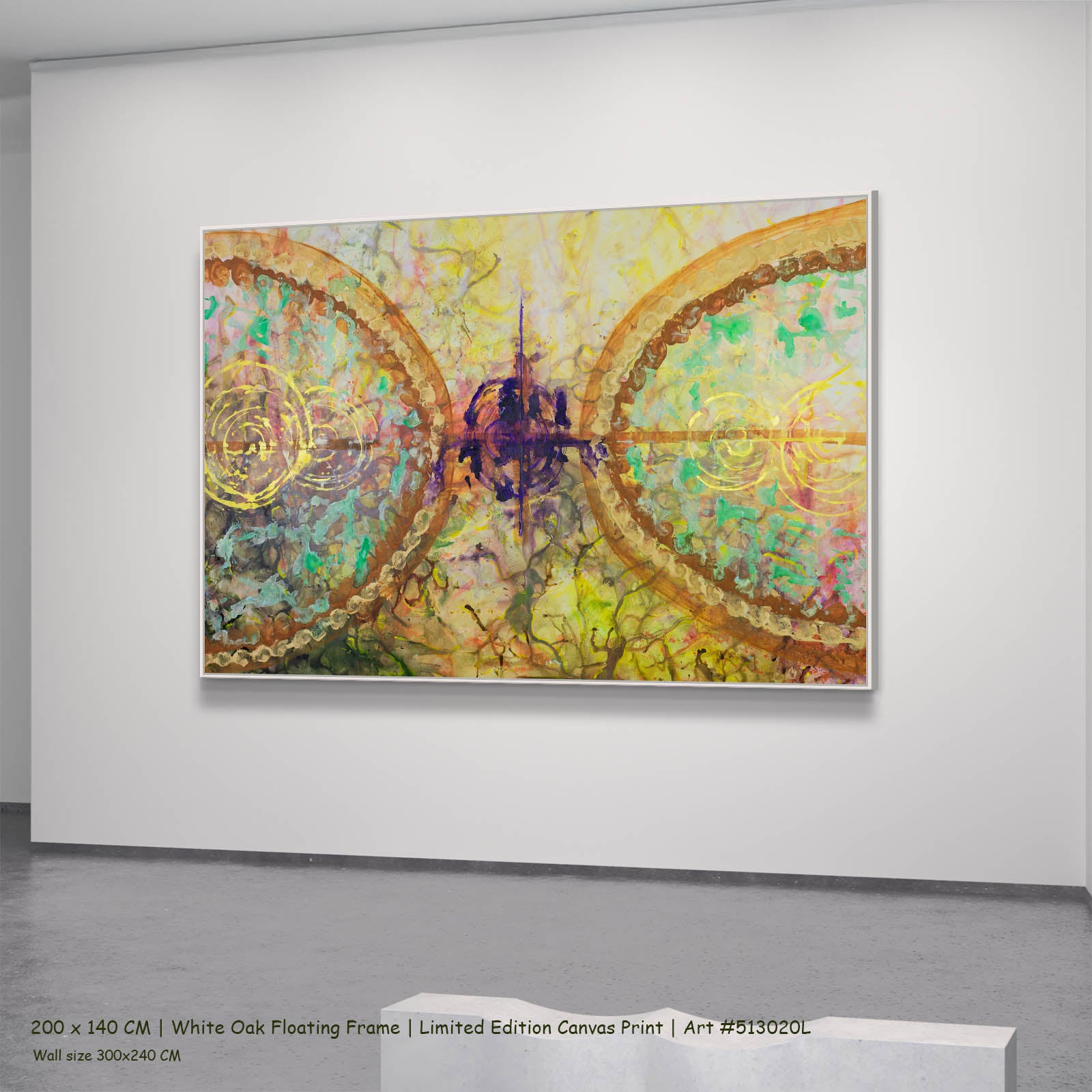 π of Life Contemporary canvas wall art in a white oak floating frame, 200 × 140 cm
