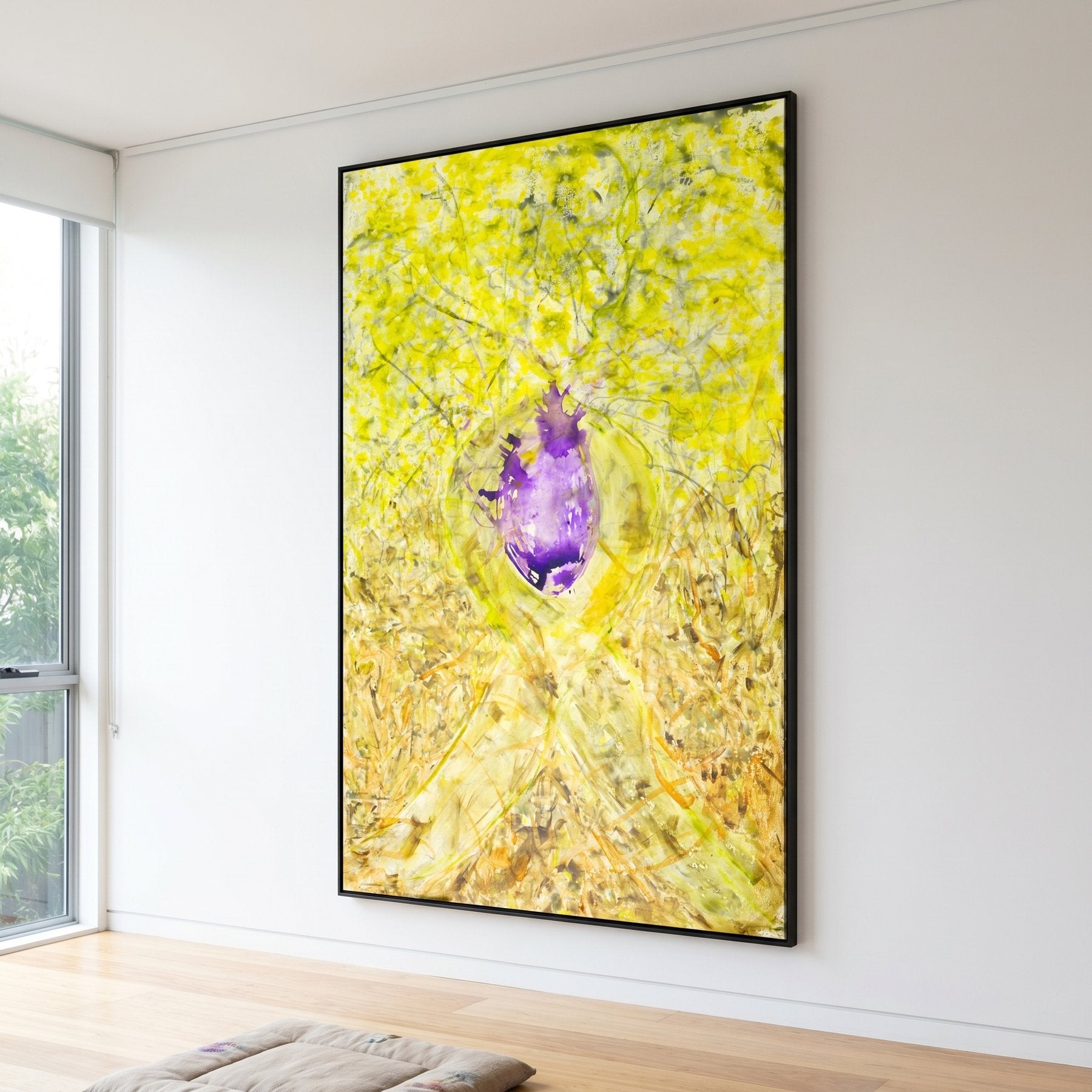 Breath of Heart Abstract canvas wall art framed and hung on a wall, 160 × 240 cm, by Summer Jiang