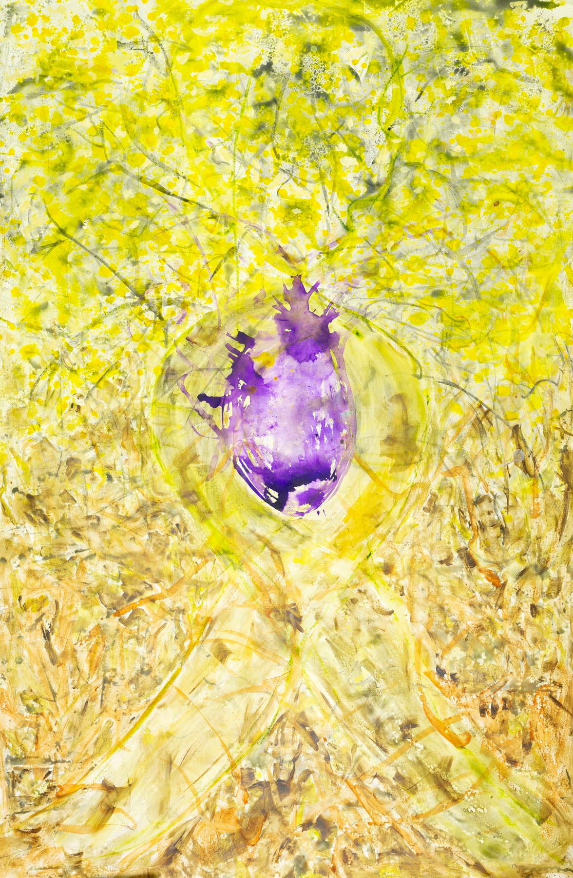 Breath of Heart — yellow purple gold Large Abstract canvas wall art by Summer Jiang