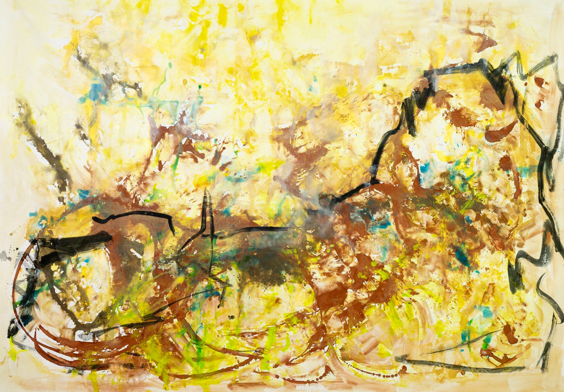 The Climb — gold brown black Large Modern Landscape canvas wall art by Summer Jiang