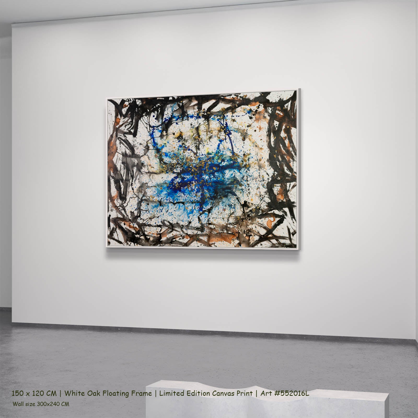 In Tragedy Life Is Beautiful Contemporary canvas wall art in a white oak floating frame, 150 × 120 cm