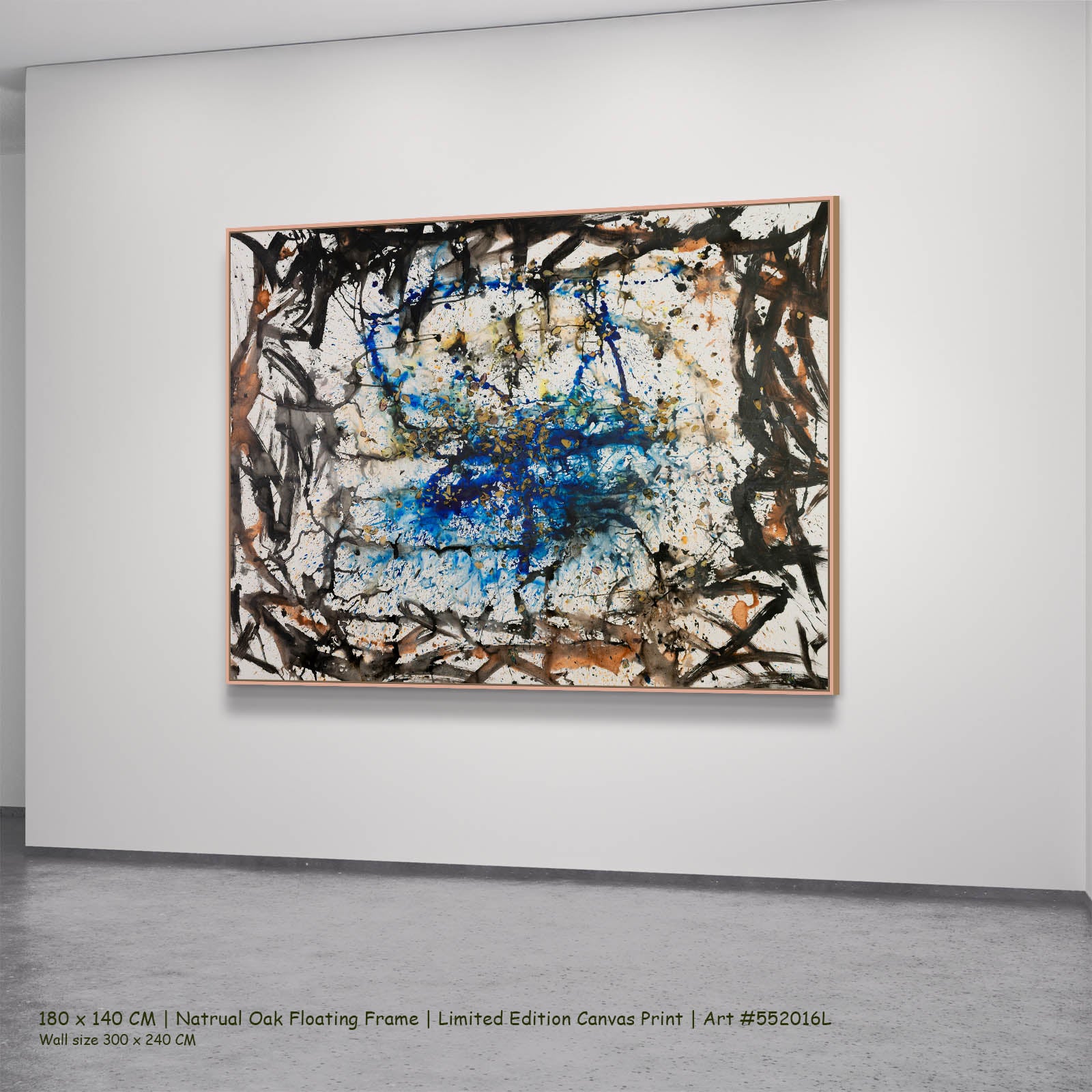 In Tragedy Life Is Beautiful Contemporary canvas wall art in a natural oak floating frame, 180 × 140 cm