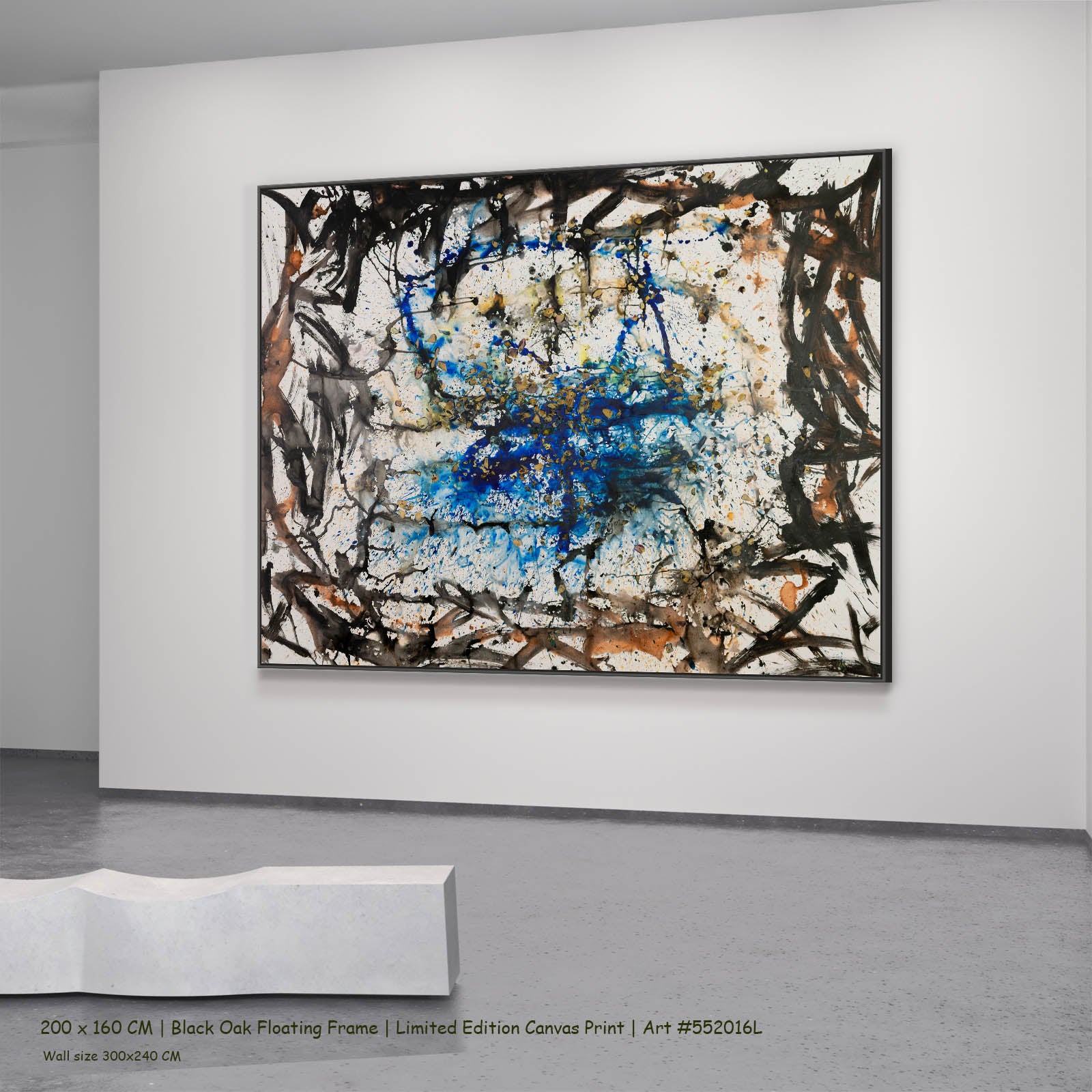 In Tragedy Life Is Beautiful Contemporary canvas wall art in a black oak floating frame, 200 × 160 cm