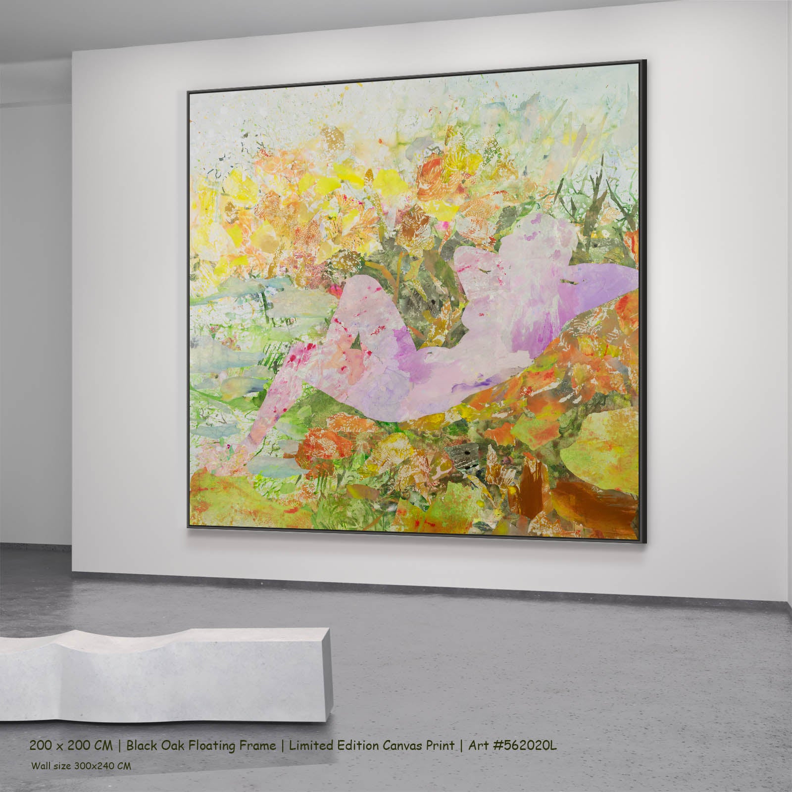 Merge Abstract canvas wall art in a black oak floating frame, 200 × 200 cm