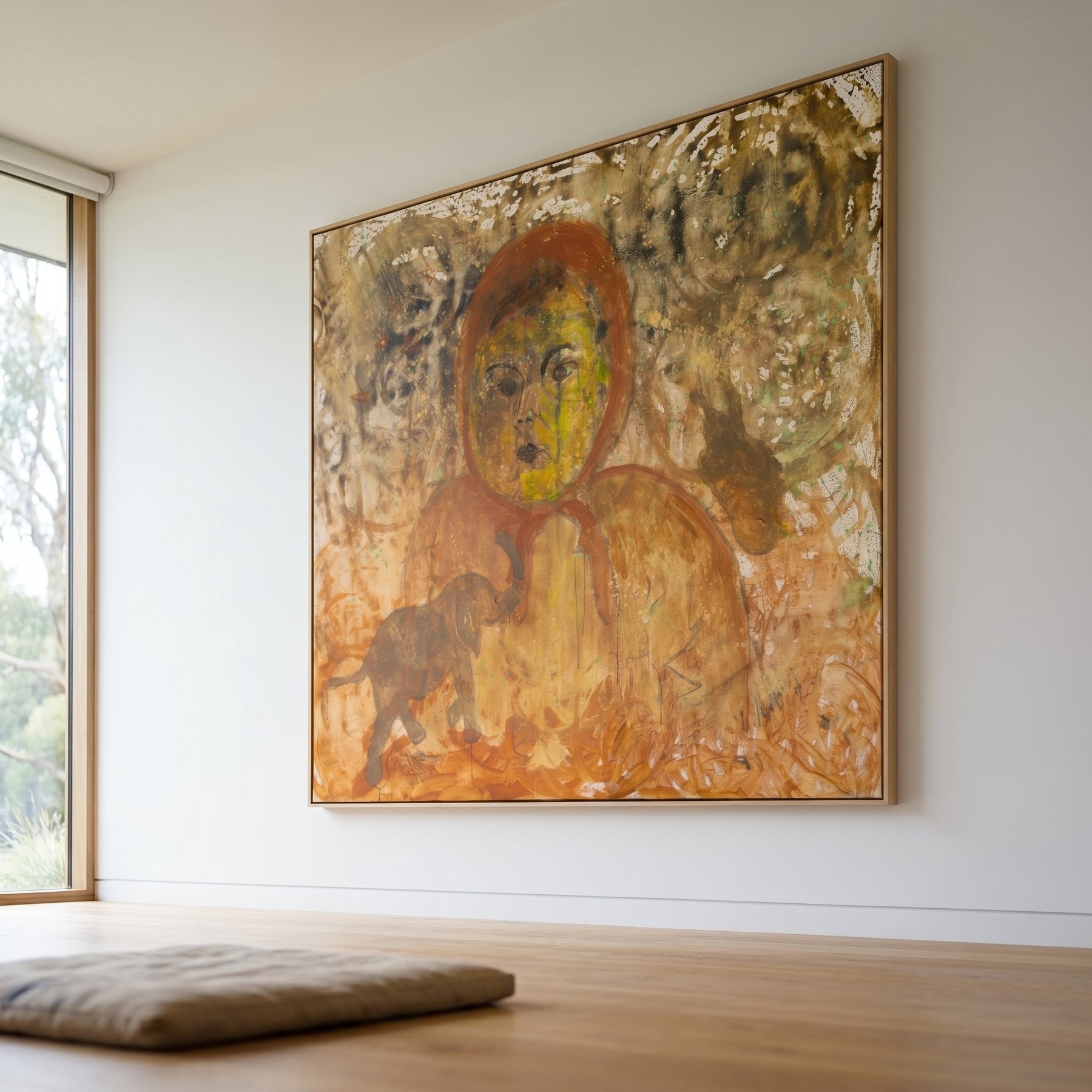 The Home I Don't Belong Oversized Modern canvas wall art framed and hung on a wall by Summer Jiang