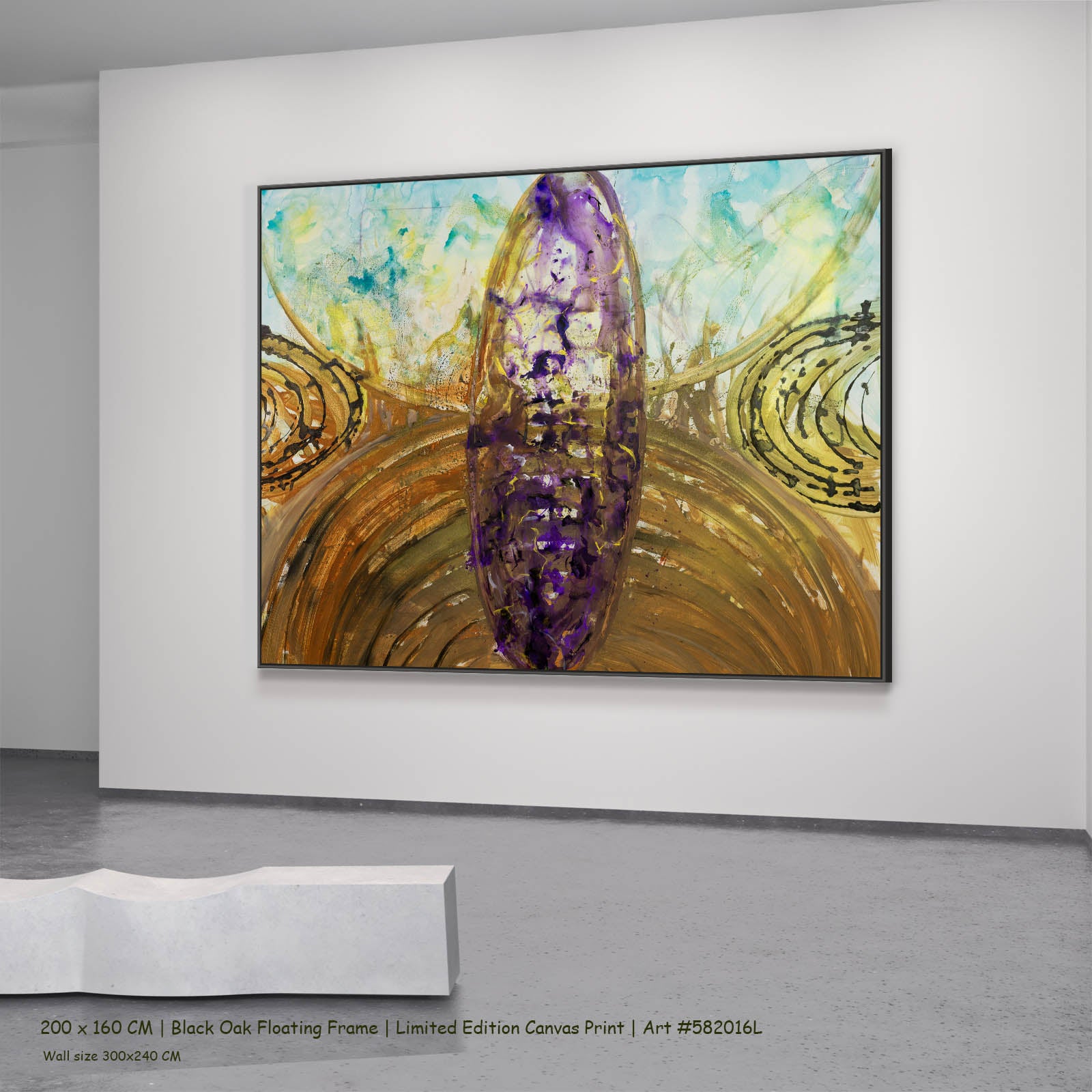 Remembrance Abstract canvas wall art in a black oak floating frame, 200 × 160 cm