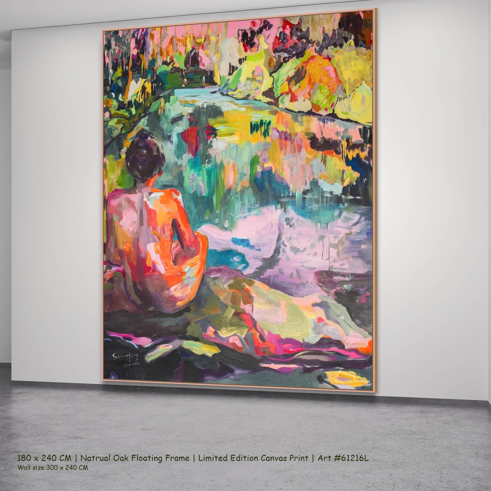 The Start of a Summer Contemporary canvas wall art in a natural oak floating frame, 180 × 240 cm
