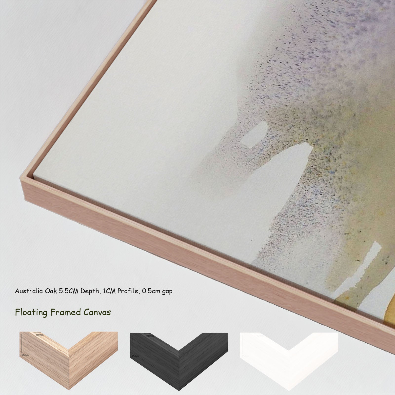 First Light I — oak floating frame options, large canvas print