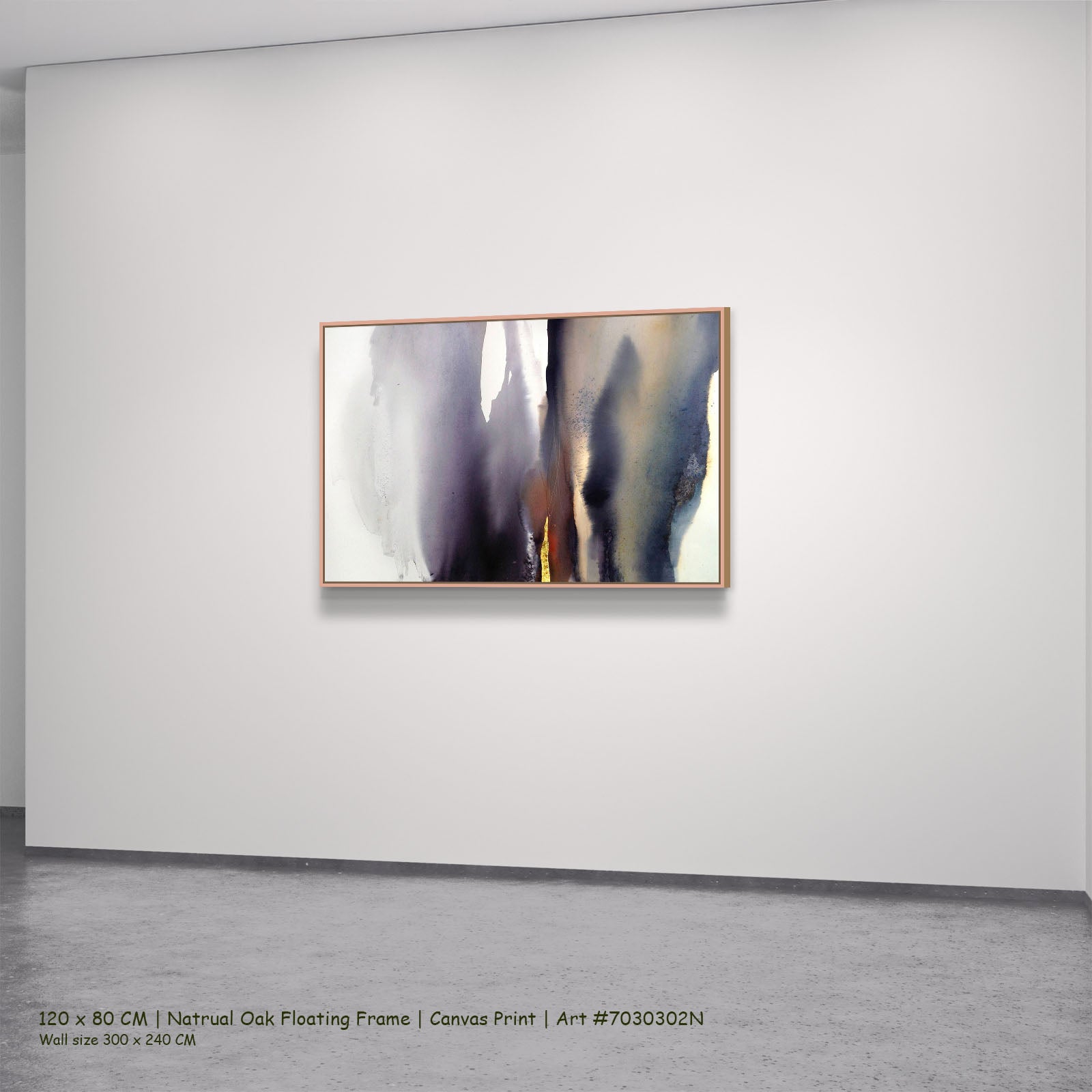 First Light II in a natural oak floating frame, large canvas