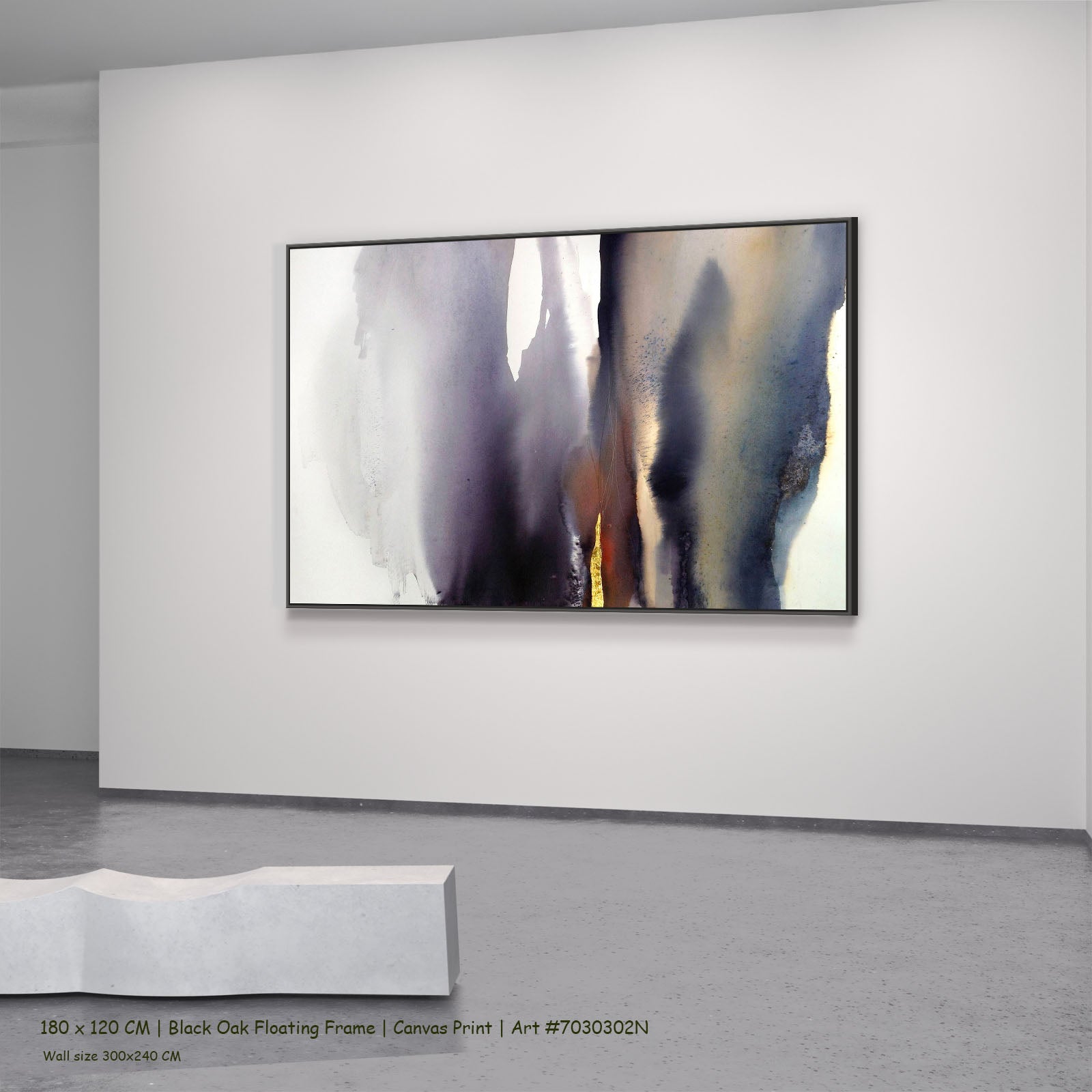 First Light II in a black oak floating frame, large canvas
