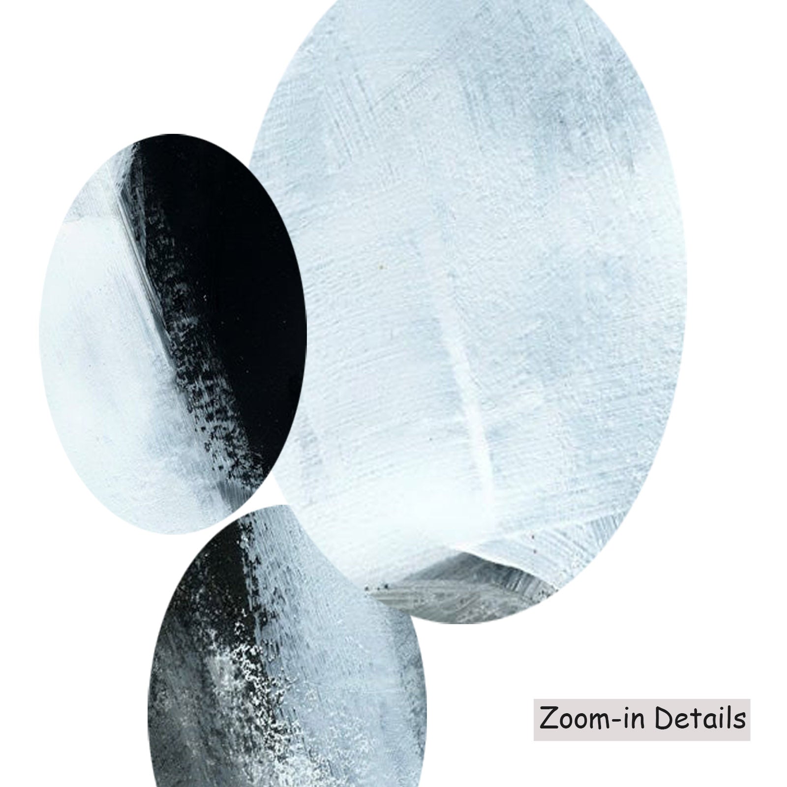 Monochrome Geometry I — canvas texture detail, large abstract wall art