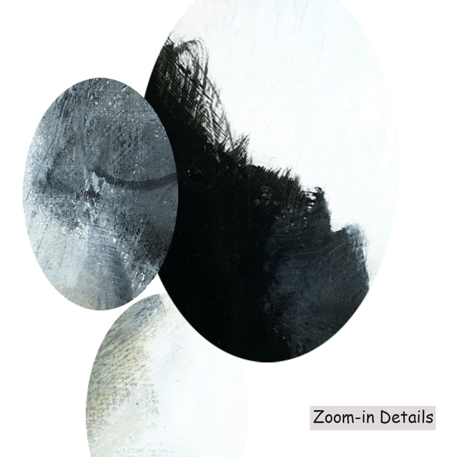 Monochrome Geometry IV — canvas texture detail, large abstract wall art