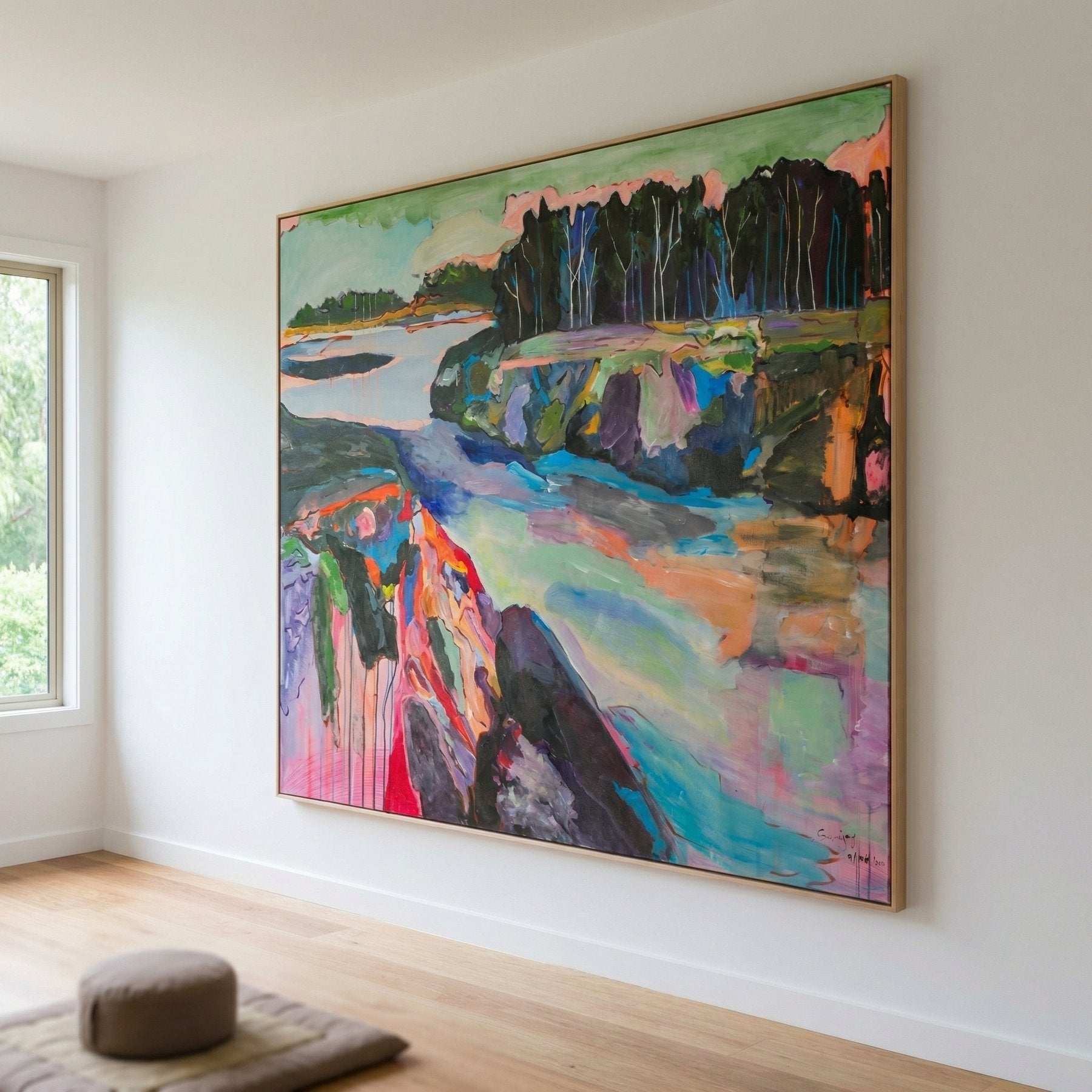 Rebellion Modern Landscape canvas wall art framed and hung on a wall, 120 × 160 cm, by Summer Jiang