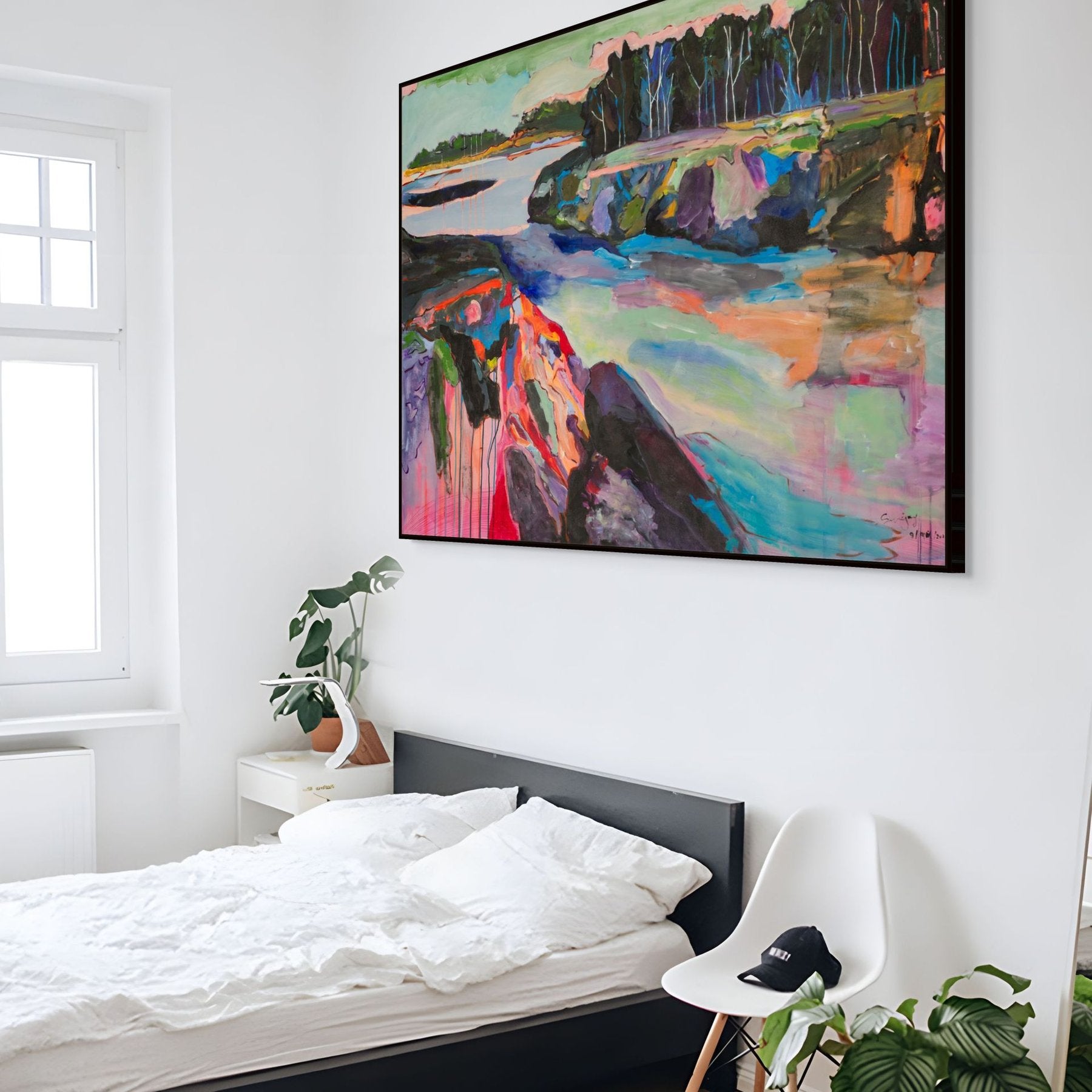 Rebellion Large Modern canvas wall art shown in a styled room by Summer Jiang